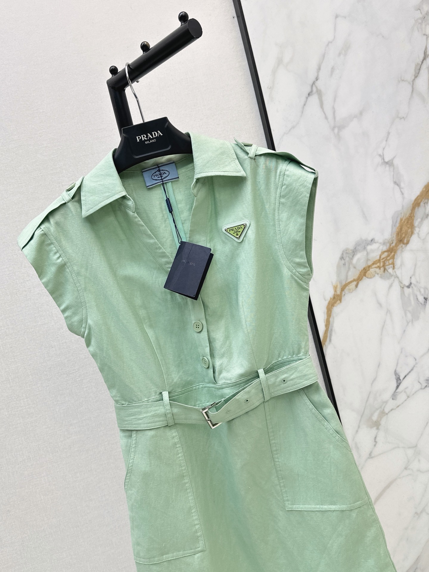 Pra 26ss sleeveless linen dress