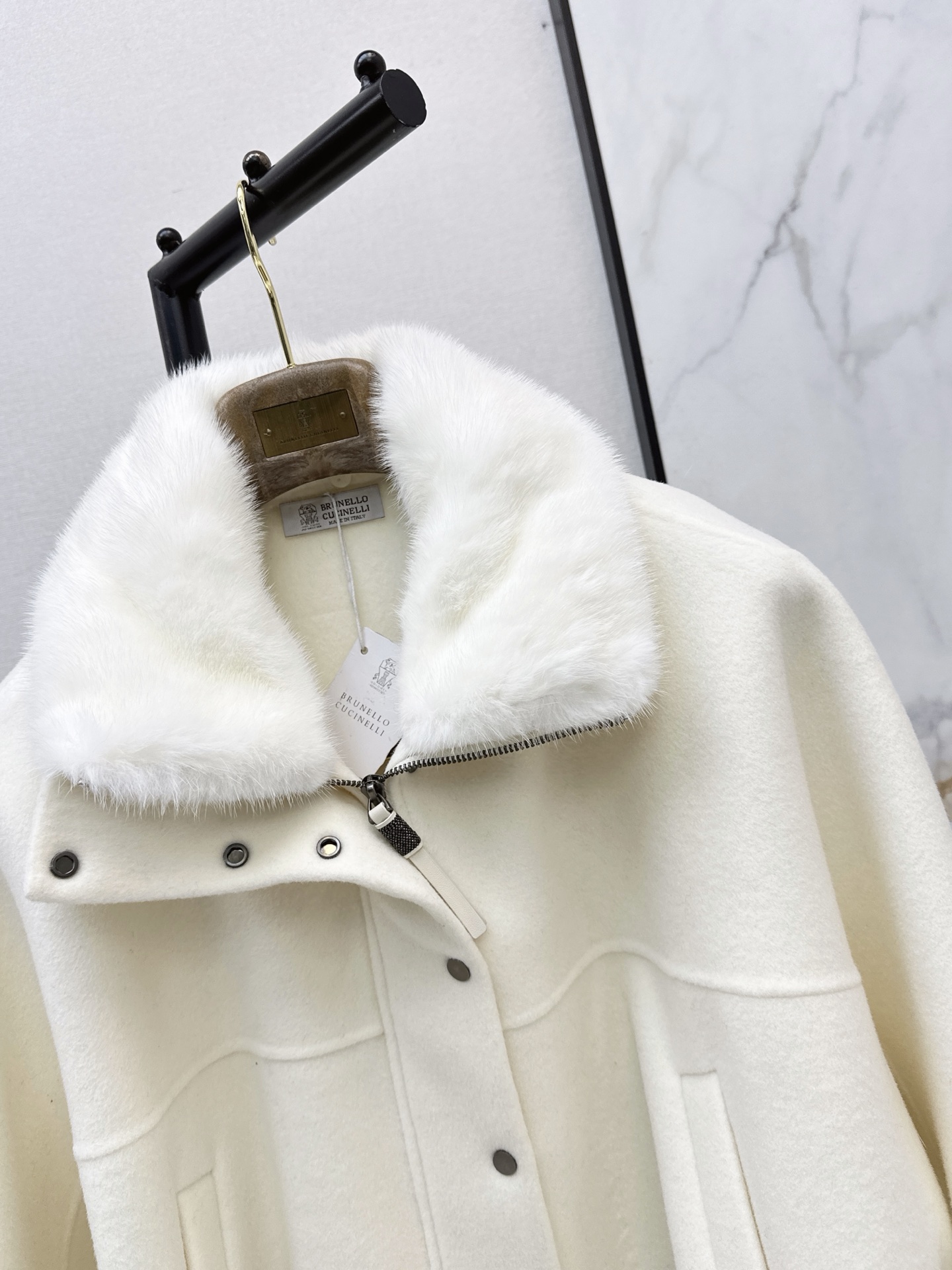 Brun 26fw fur-trim wool jacket