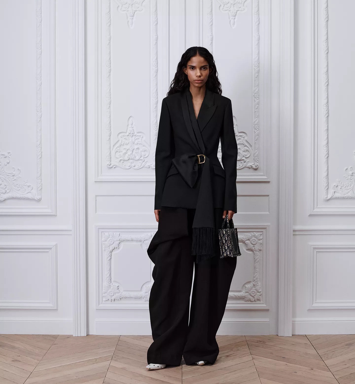 CD 26fw blazer with fringed sash belt