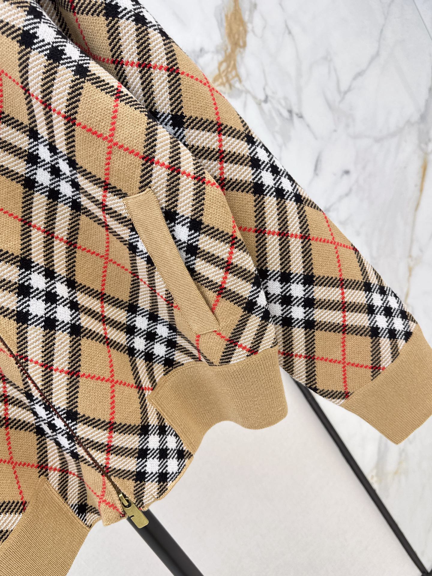 Bur 26fw check knit cardigan