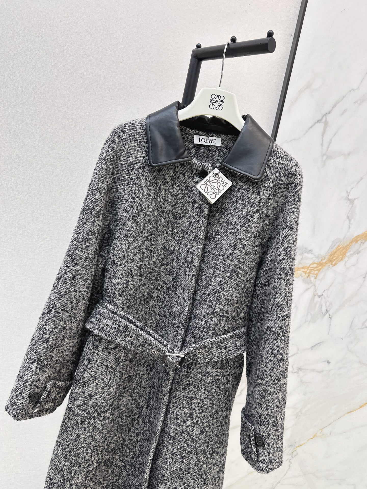 Loe 26fw woolen belted overcoats