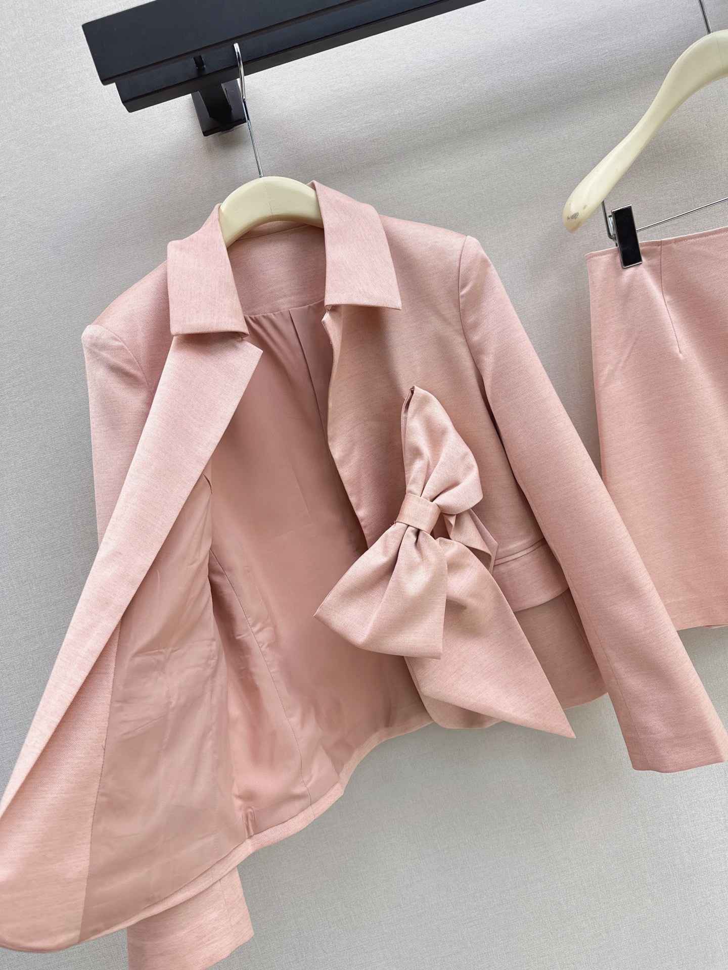 Chan 26fw bow blazer A-line skirt sets