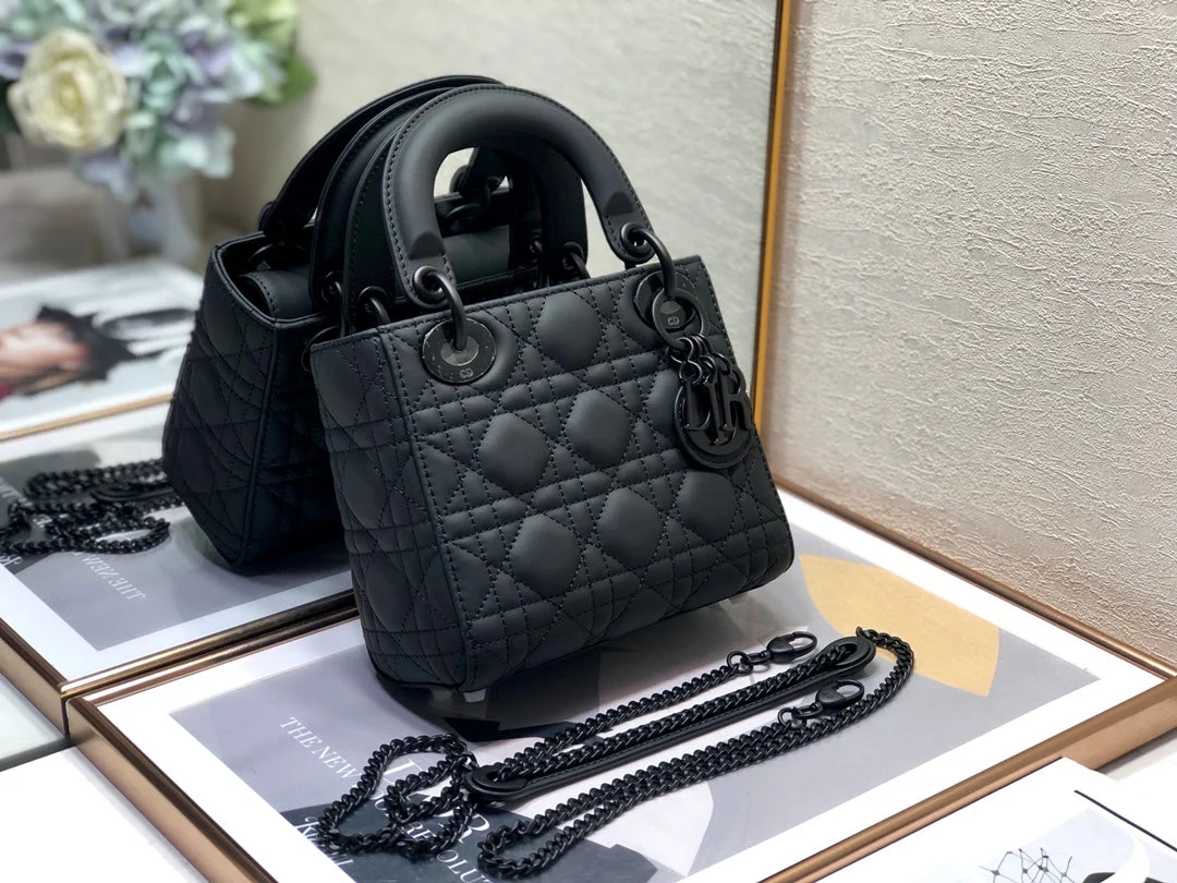 DO Mini Lady Bag Black Ultramatte Cannage Calfskin