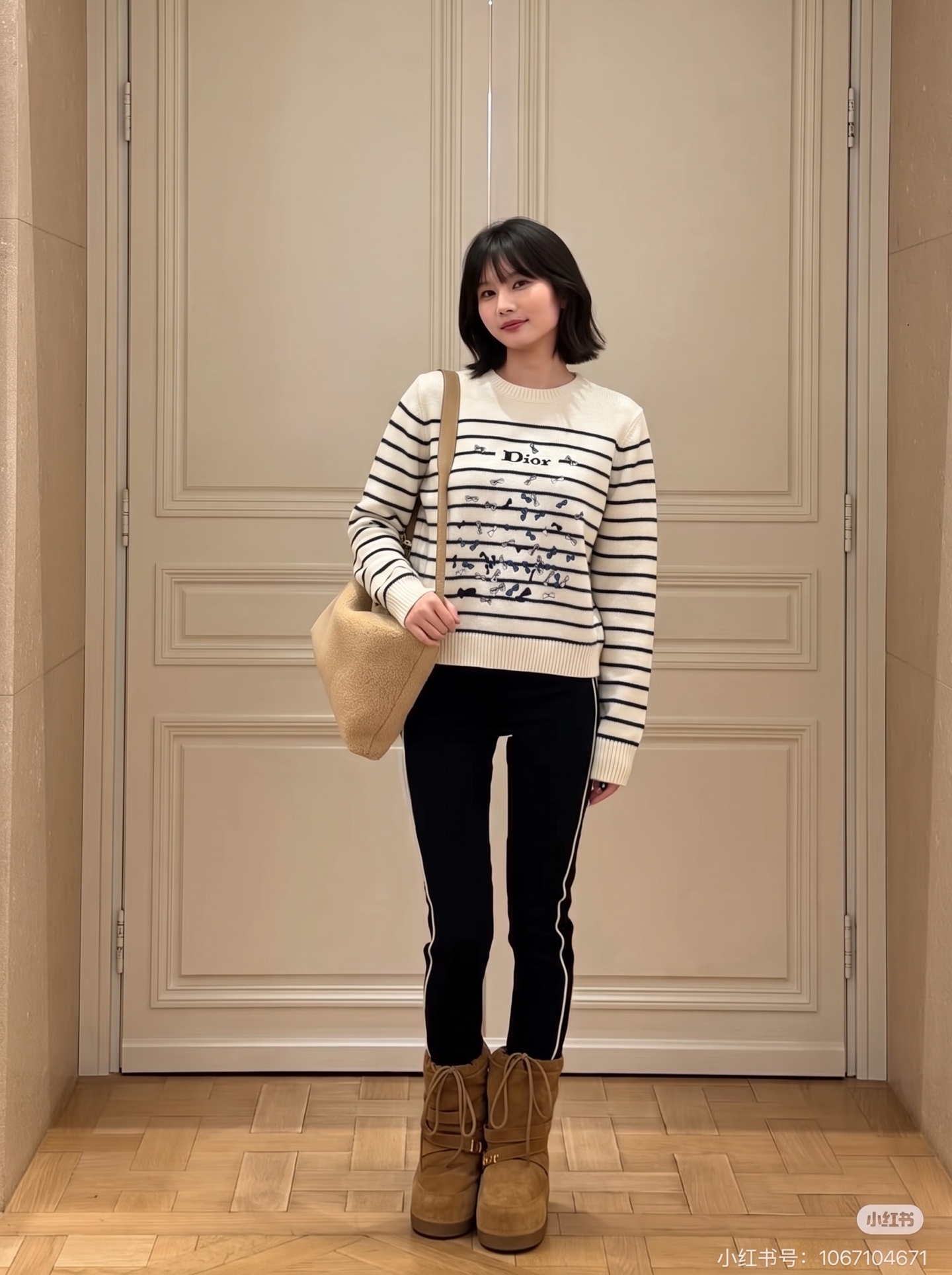 CD 26fw stripe bow knit sweater