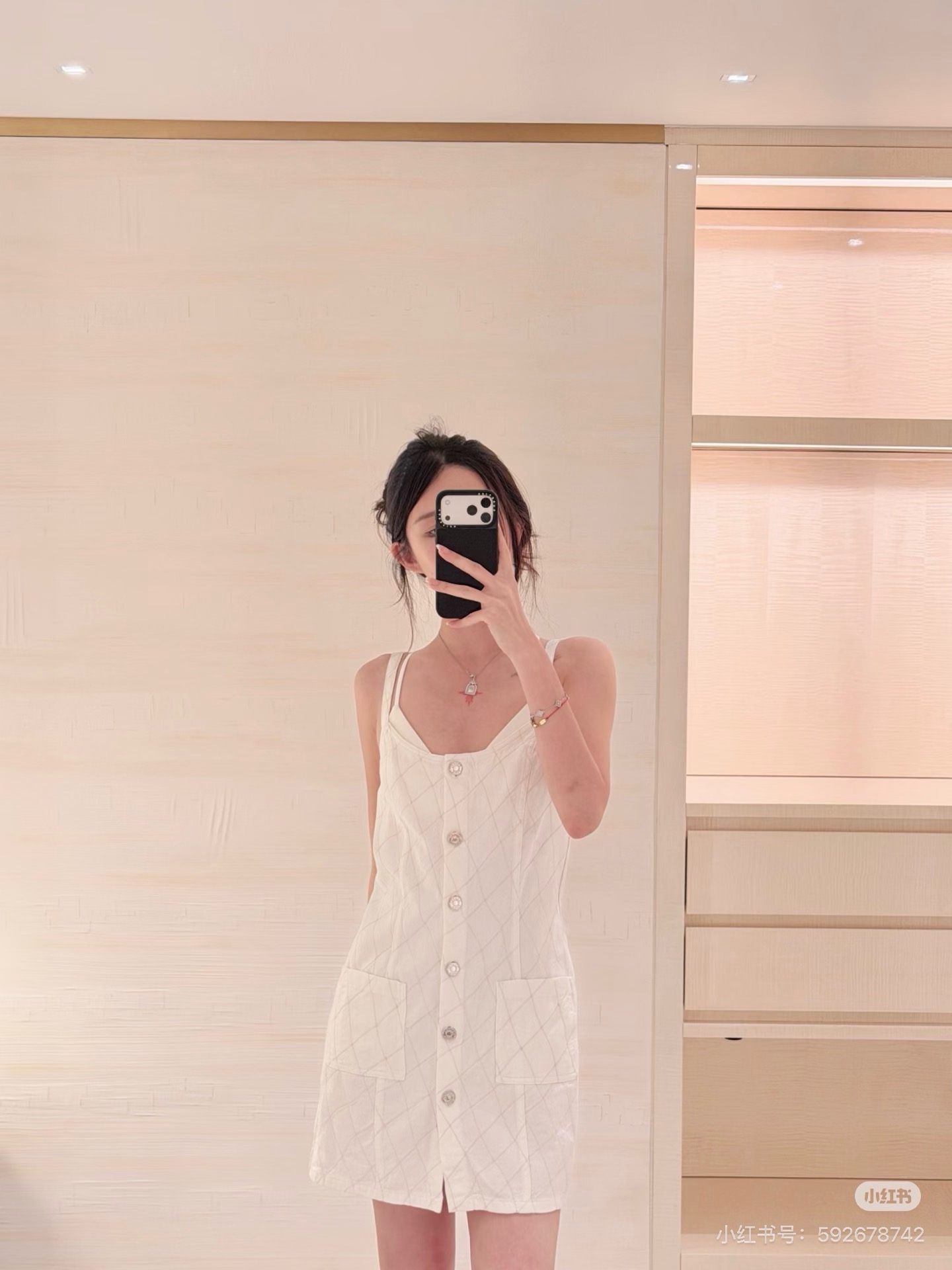 Chan 26ss denim embroidery slip dress