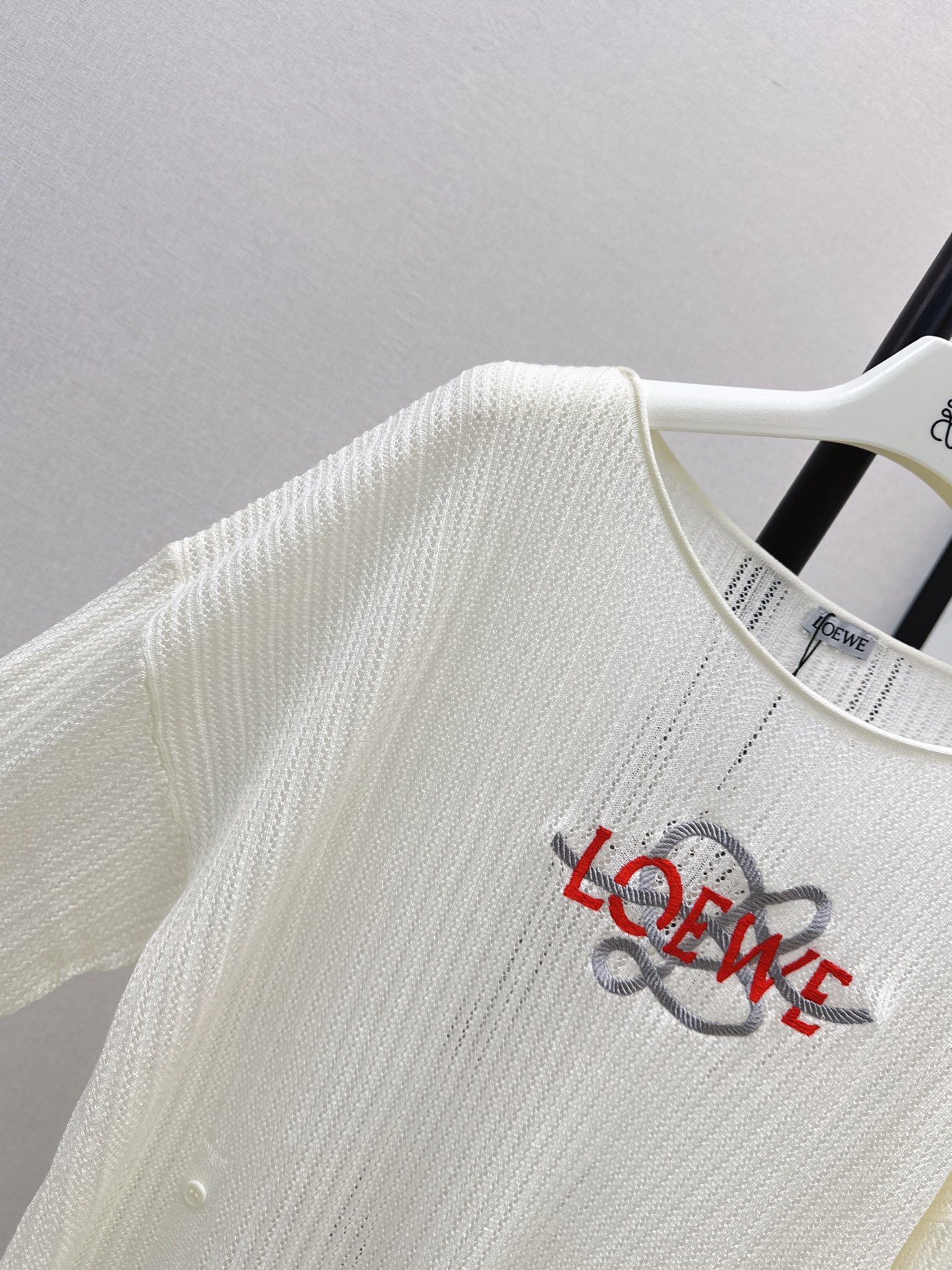 Loe 26fw embroidery hollow knitwear