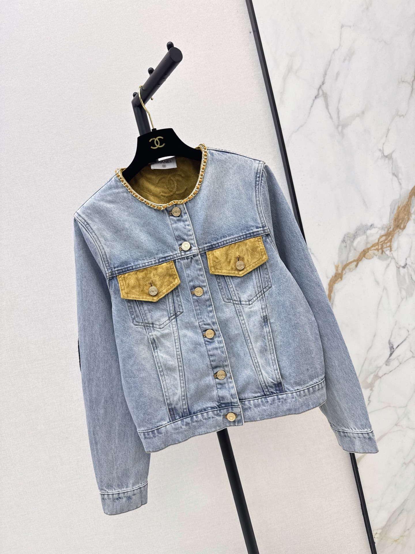 Chan 26fw suede contract denim jacket