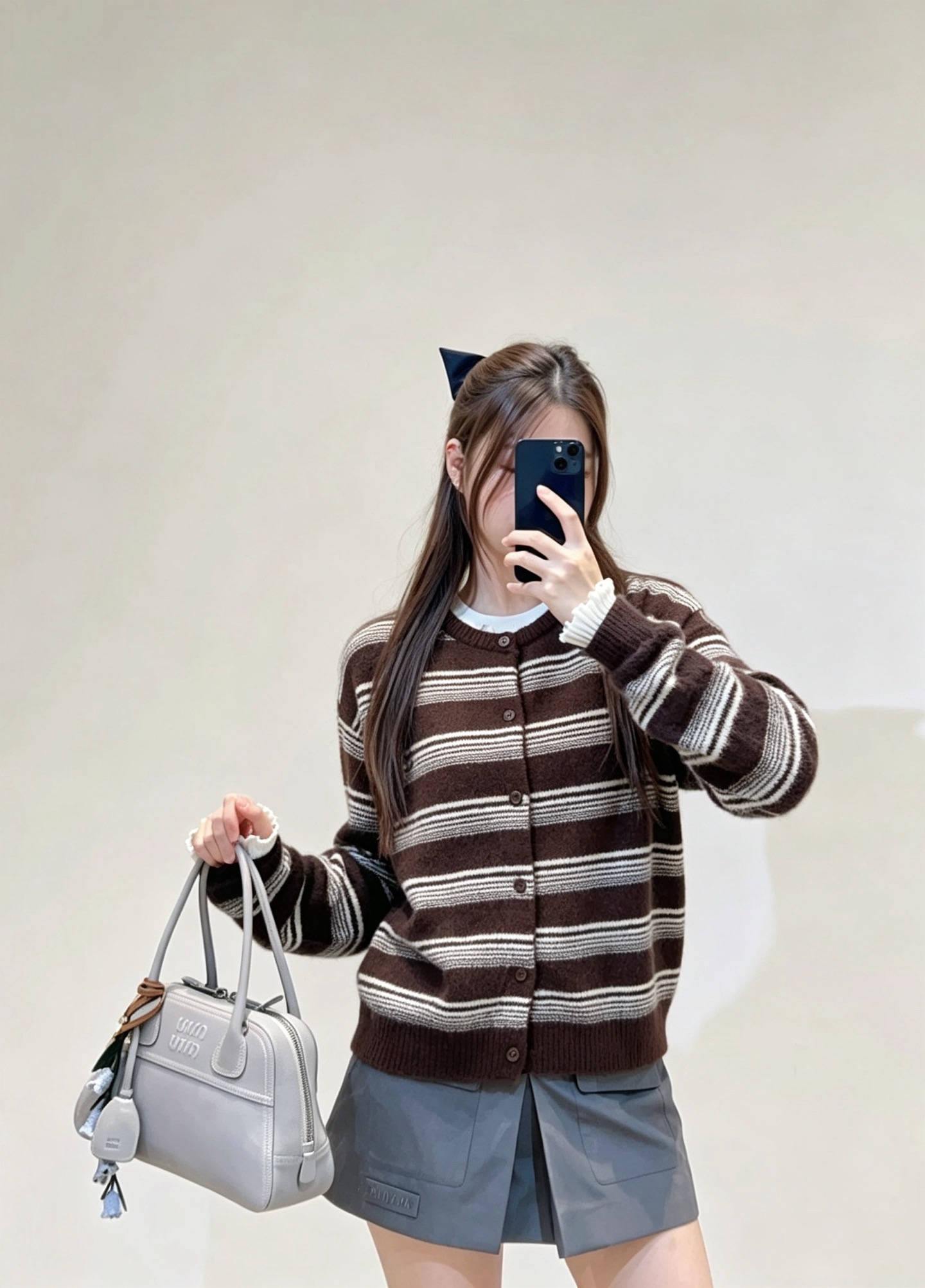 Miu 26fw stripe polo knitwear