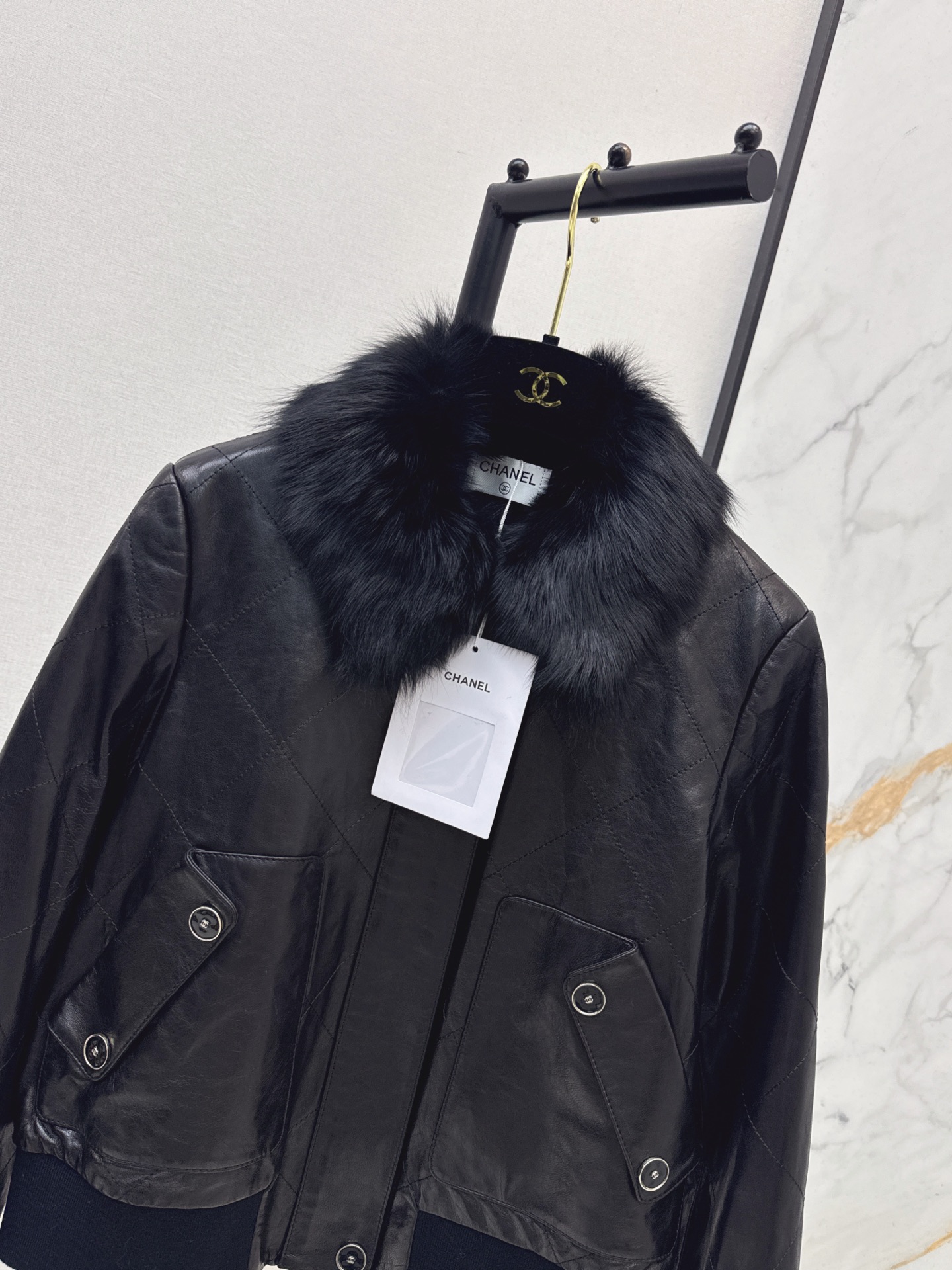 Chan 26fw leather jacket