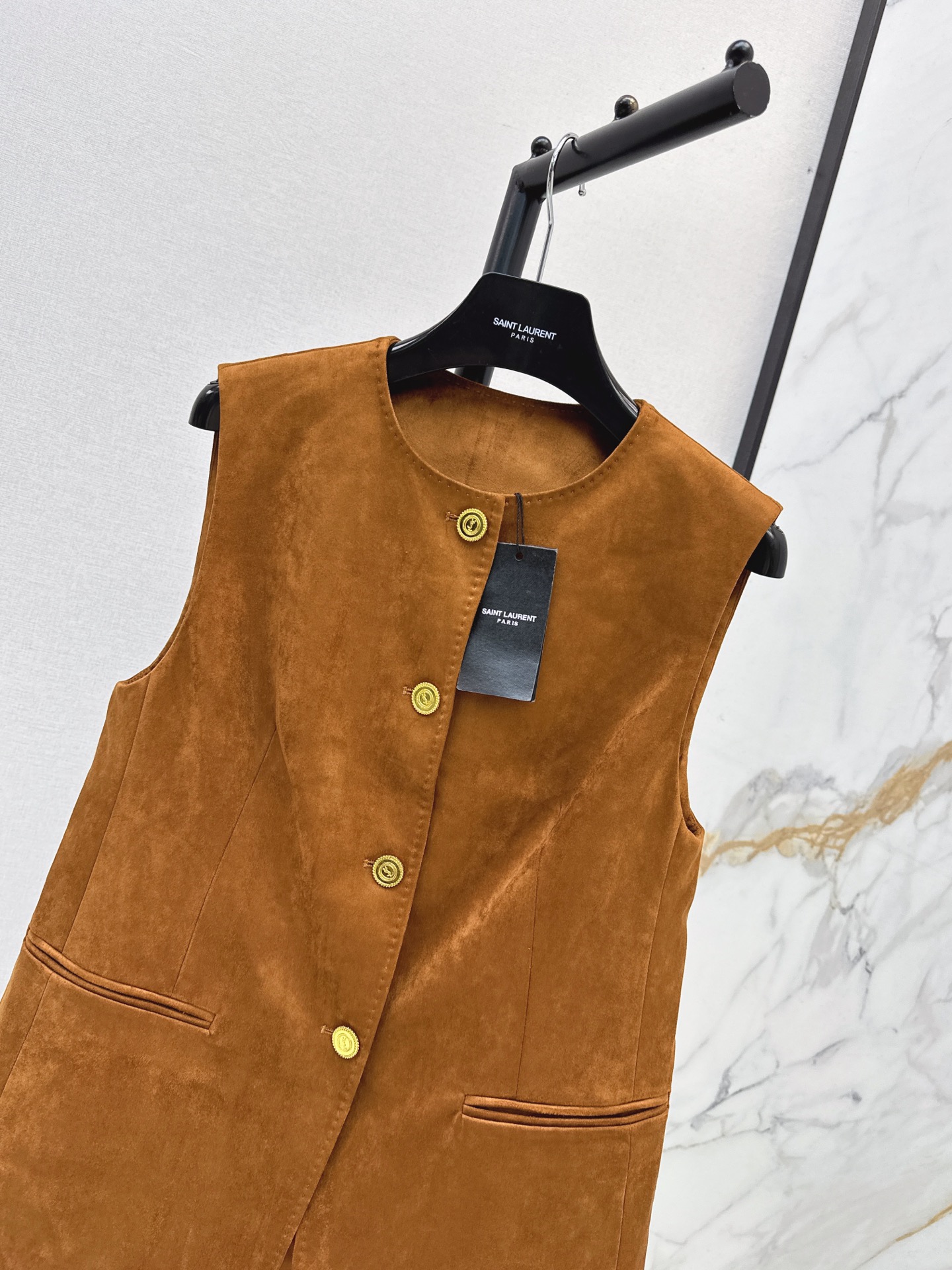 Sain 26fw suede-fleece vest jacket
