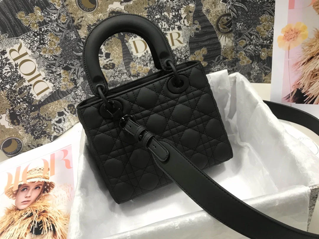 DO Mini Lady Bag Black Ultramatte Cannage Calfskin