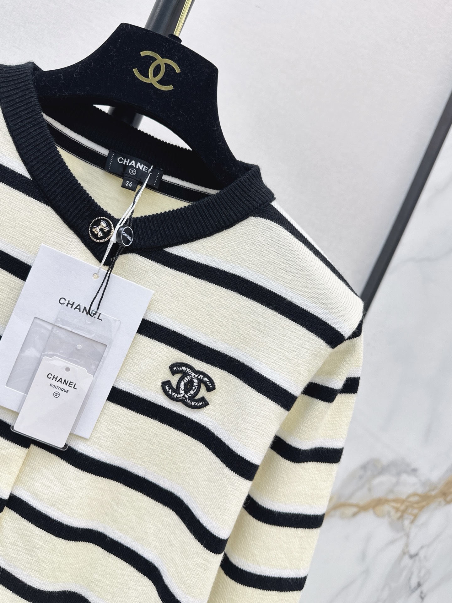 Chan 26fw stripe knit cardigan