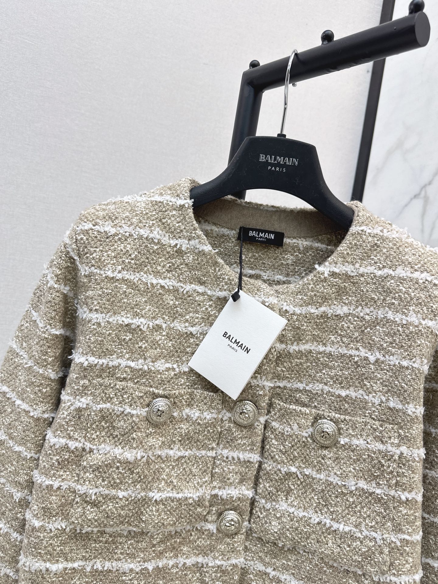 Bal 26fw stripe knit cardigan
