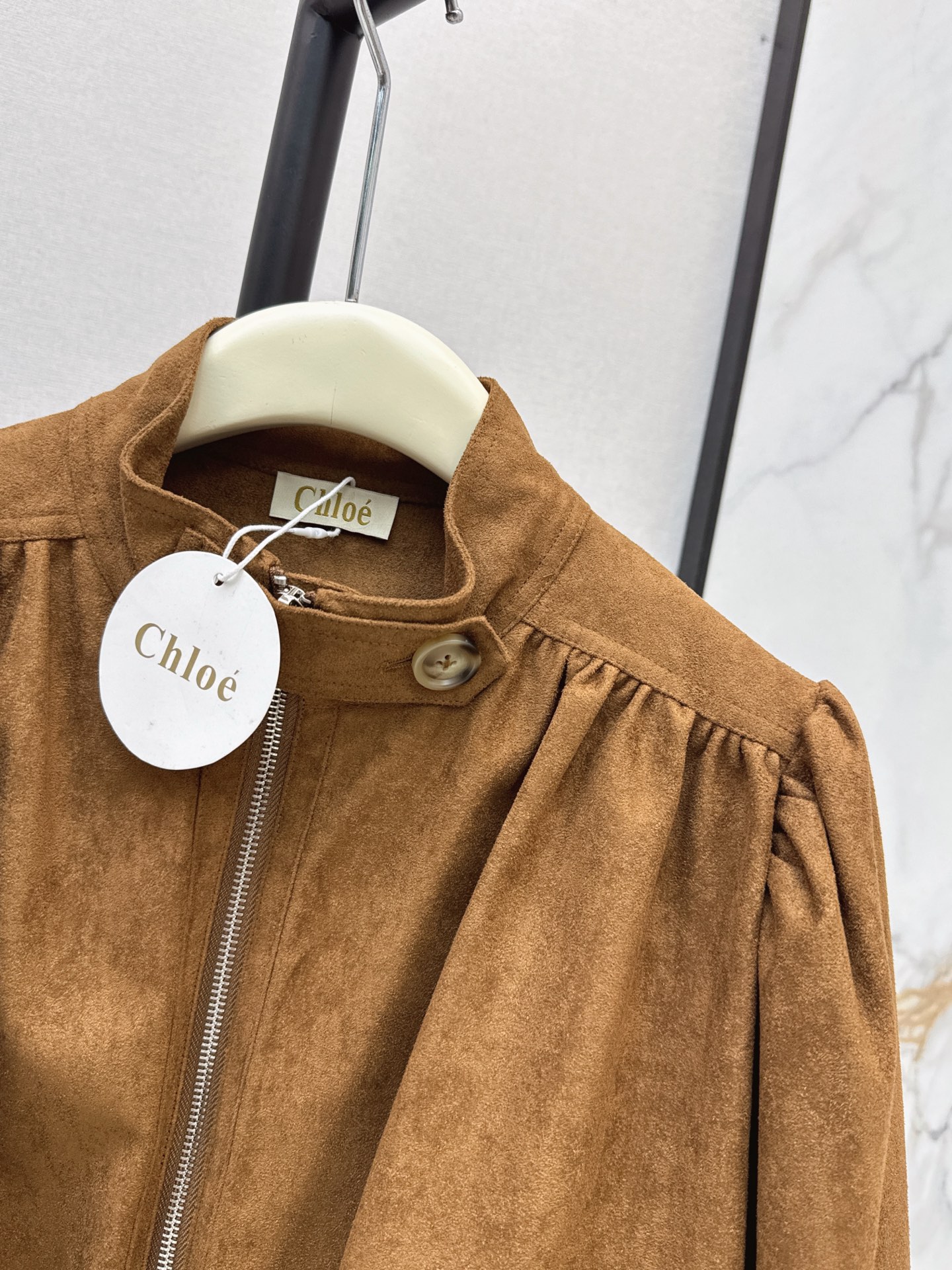 Chol 26fw suede fleece cropped jacket