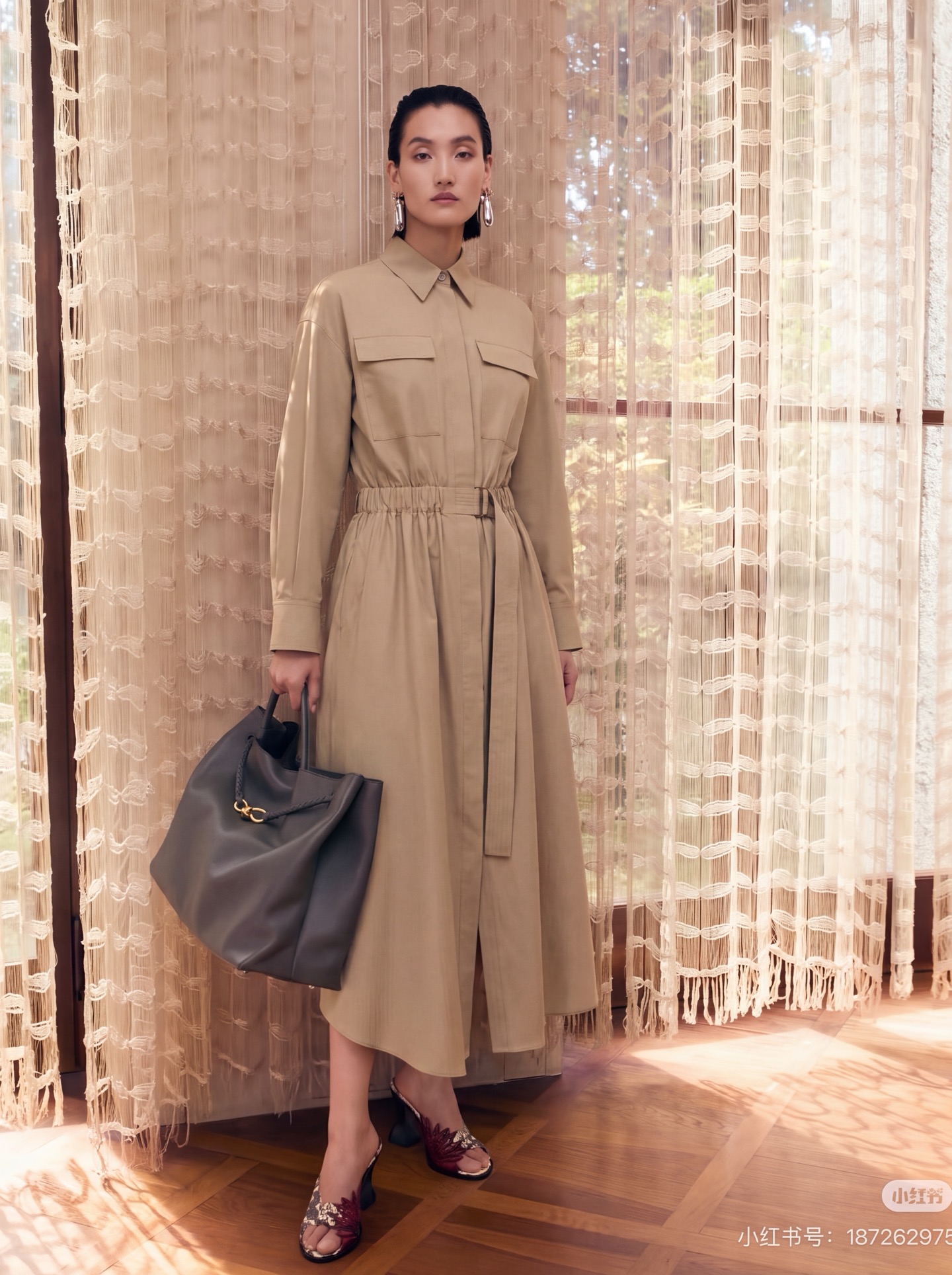 Brun 26fw belted shirt dress