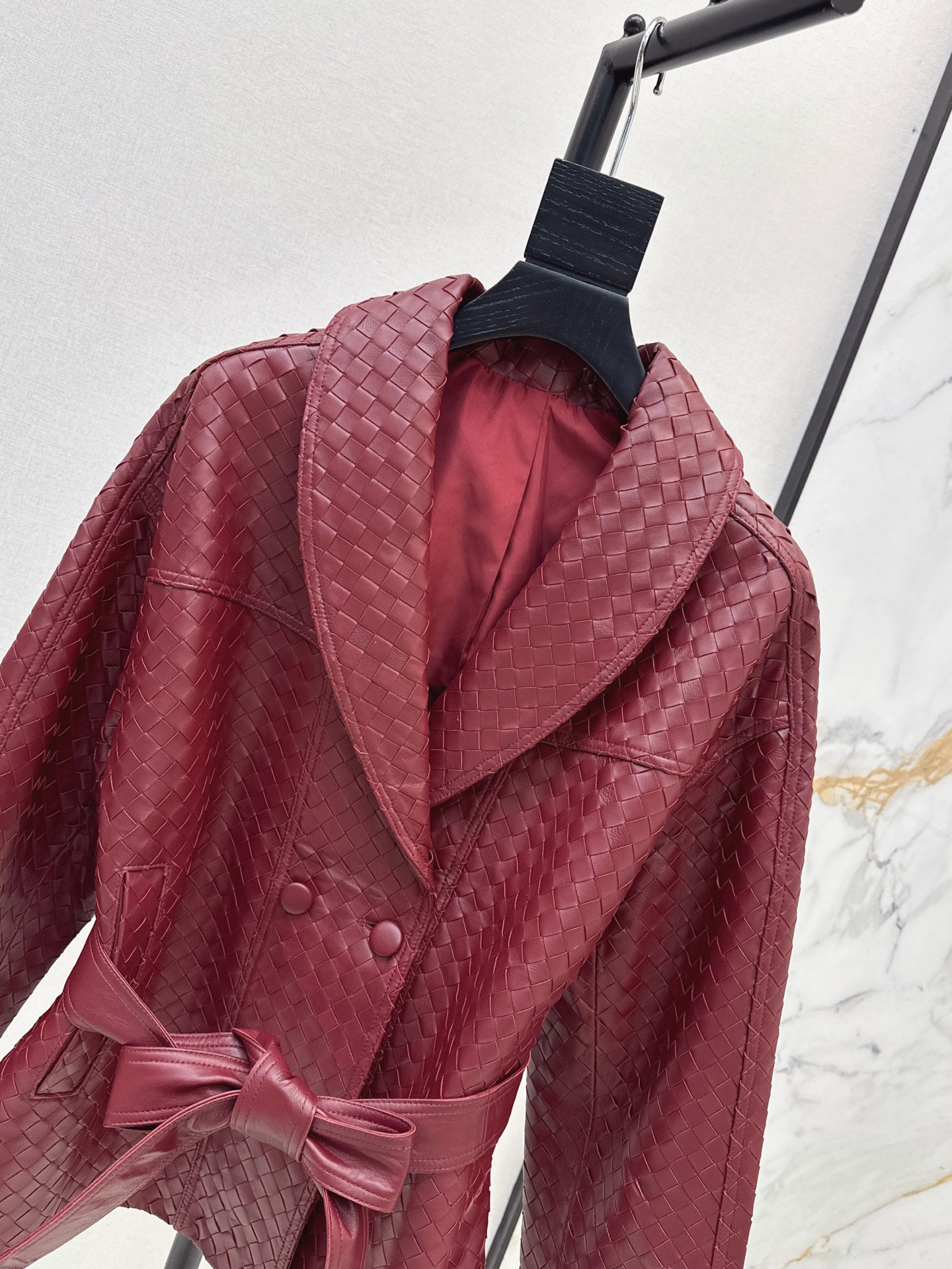 Bott 26ss leather woven jacket