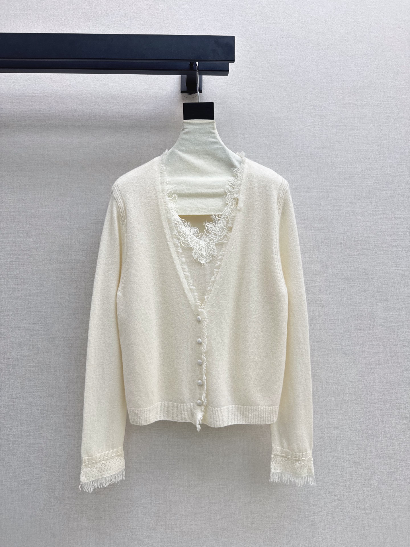 ES 26fw lace contract wool cardigan