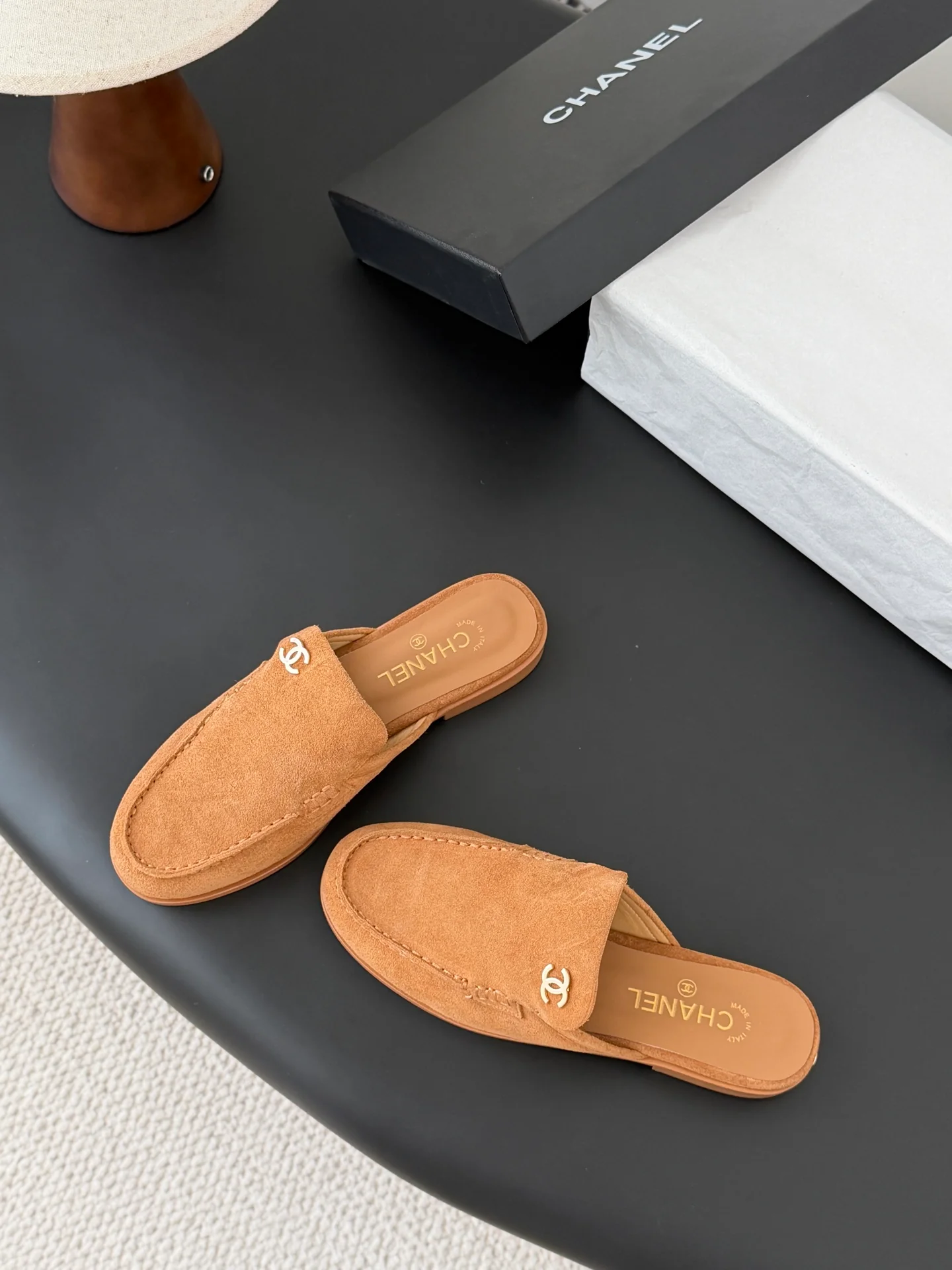 Chan 26ss slip-on loafer mules