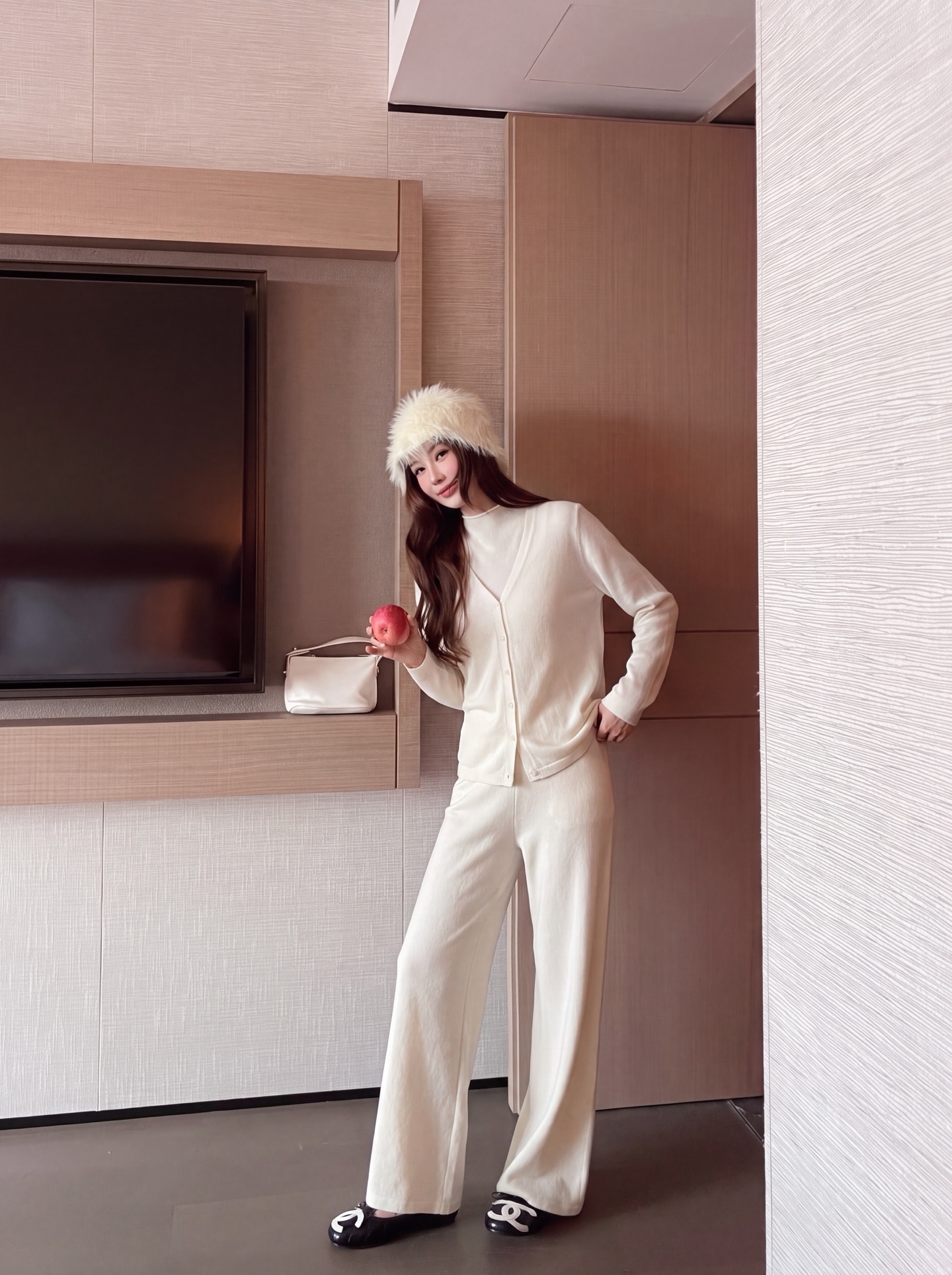 Her 26fw knit vest cardigan pants sets