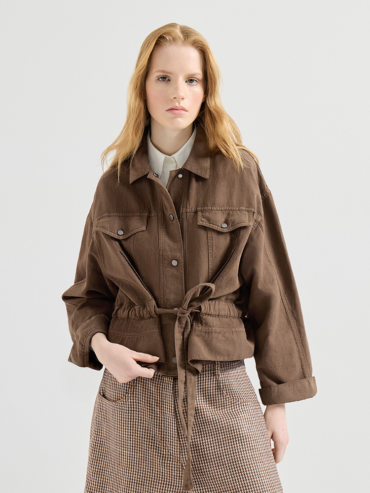 Brun 26fw drawstring denim jacket