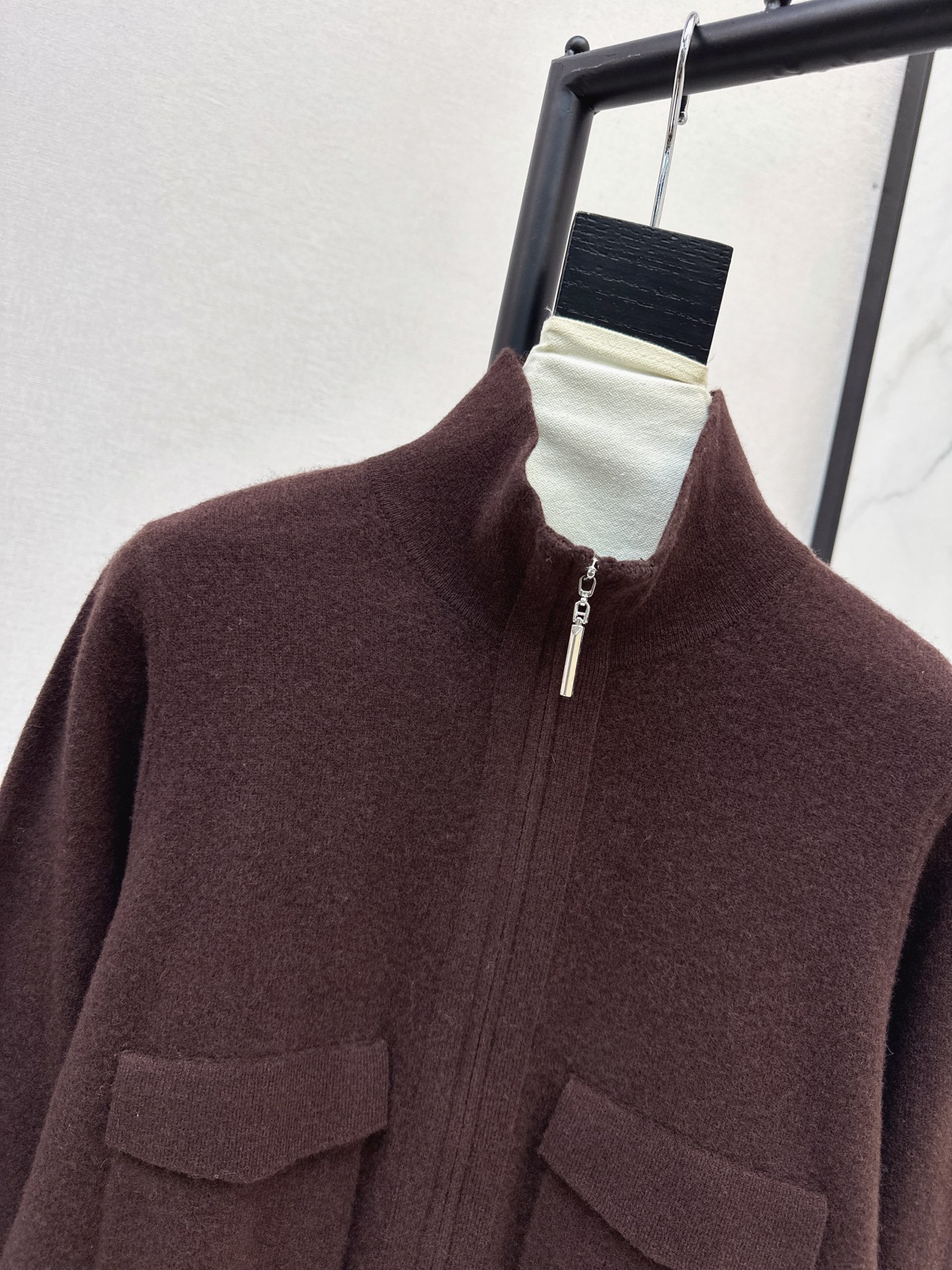 Brun 26fw stand collar knit cardigan
