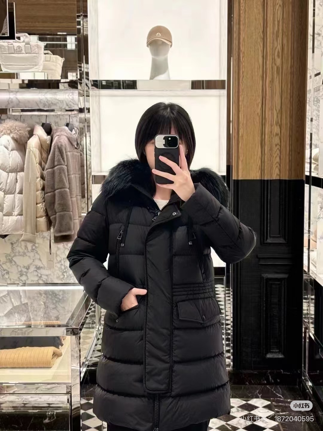 Monc 26fw fur-trim hooded down jacket