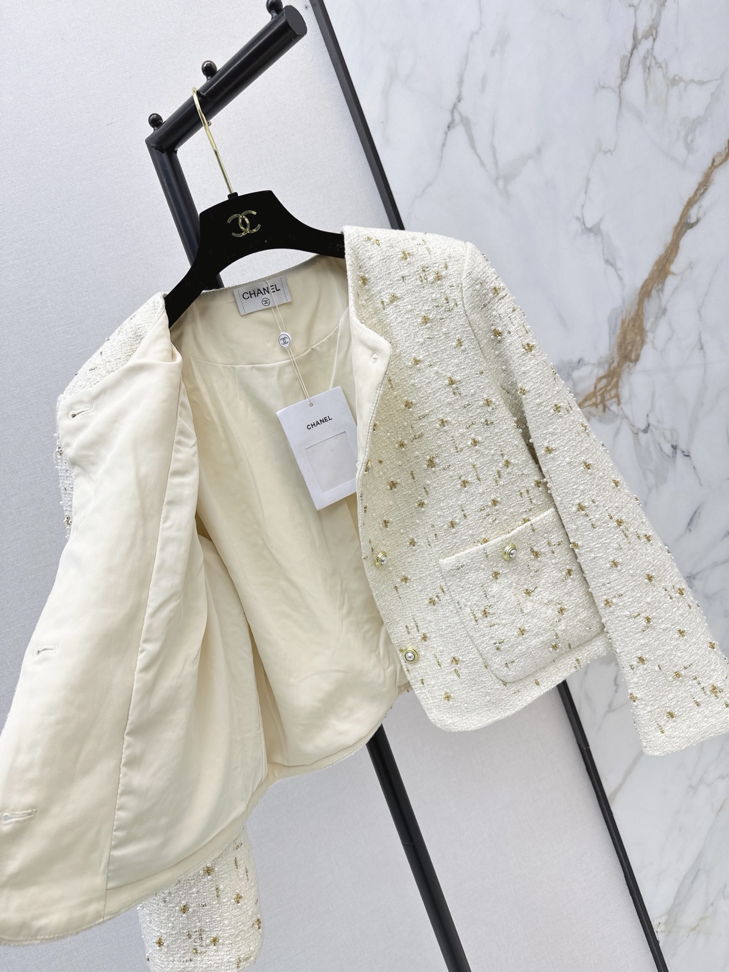 Chan 26fw beading woven jacket