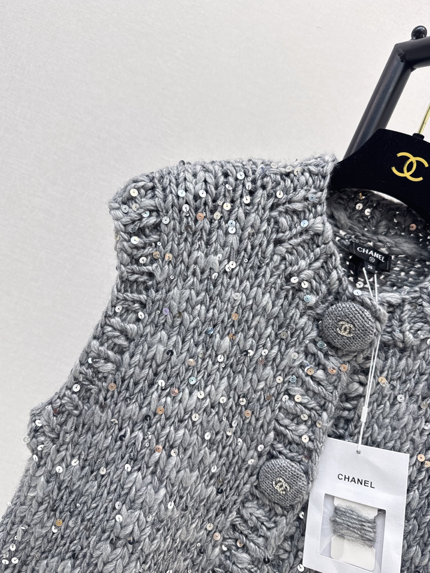 Chan 26fw sequin knit vest