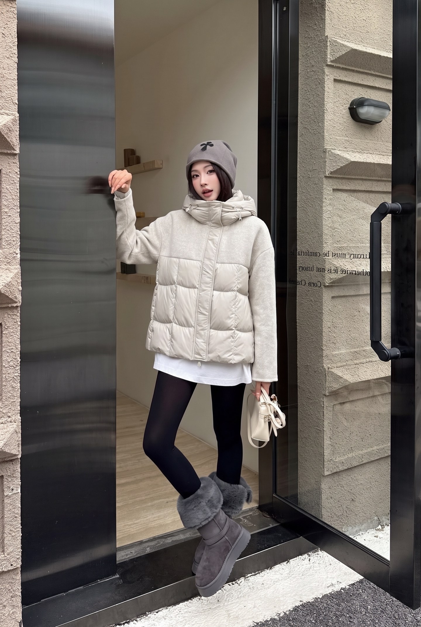 Max 26fw hooded wool contract down jacket