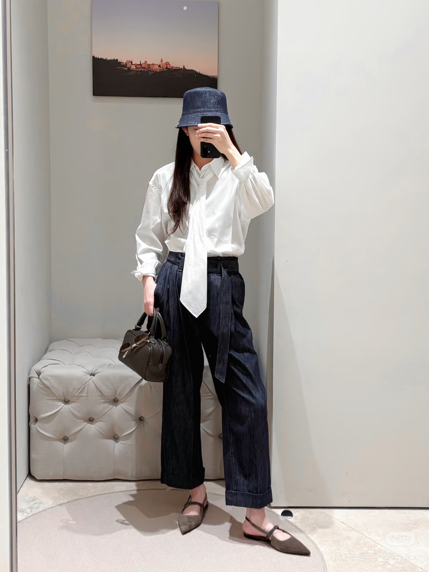 Brun 26fw ribbon shirt