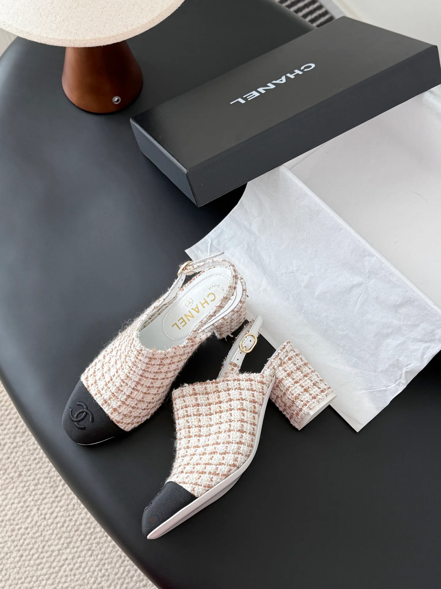 Chan 25fw slingback chunky heels