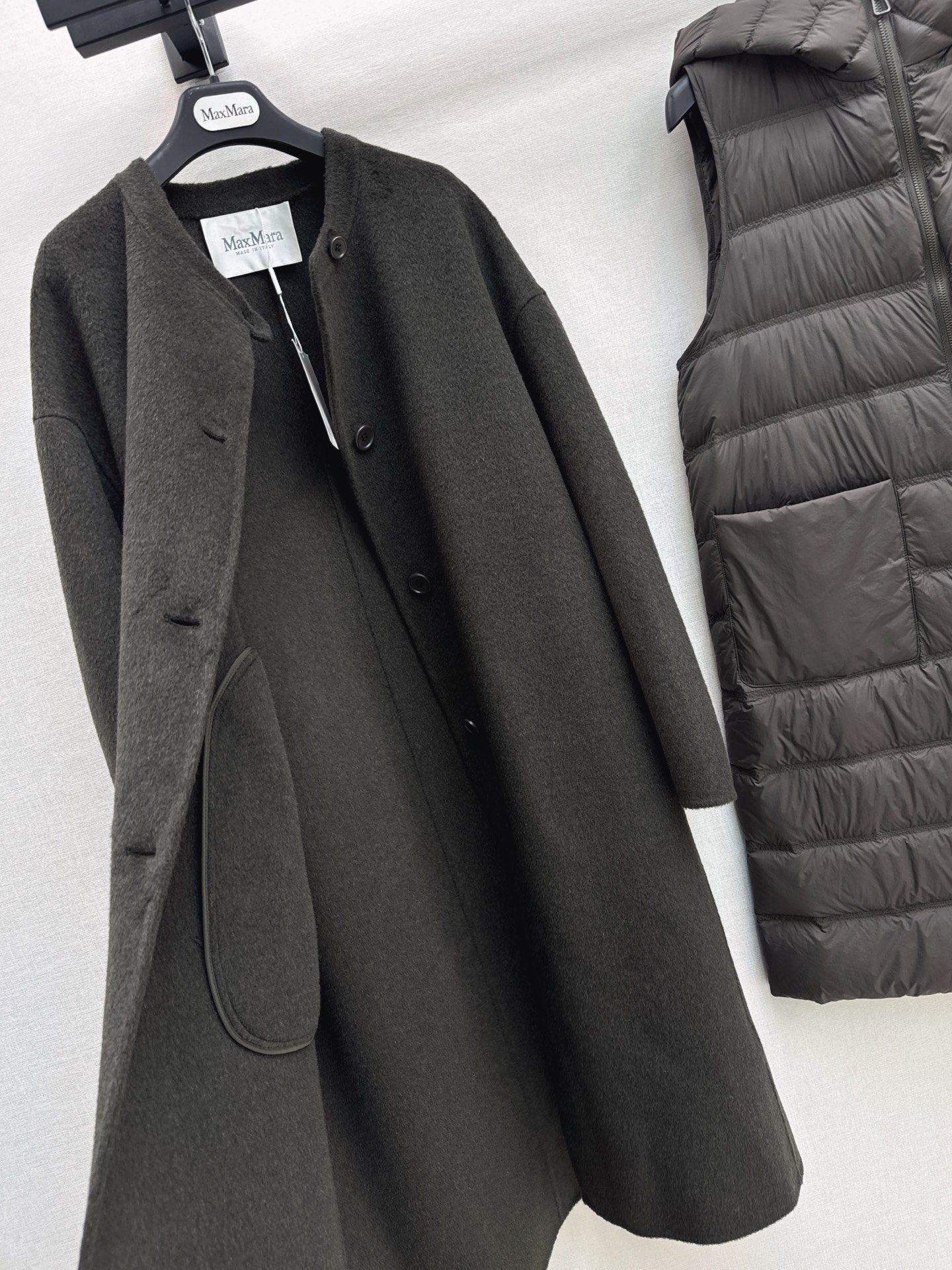 Max 26fw hooded down vest woolen overcoats sets