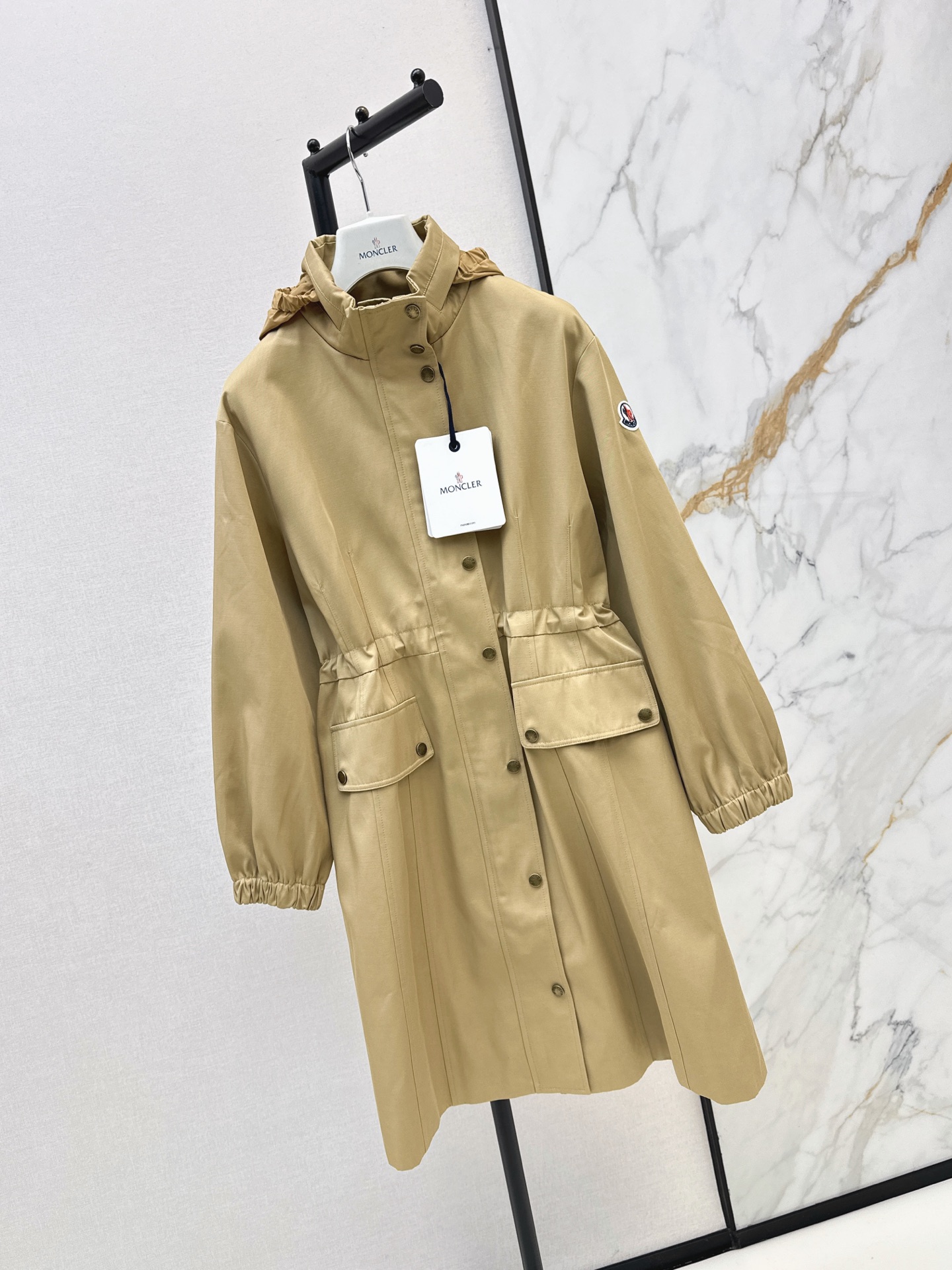 Monc 26fw hooded drawstring trench coats