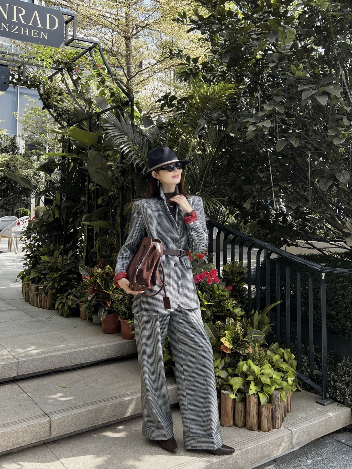 Brun 26fw houndstooth blazer