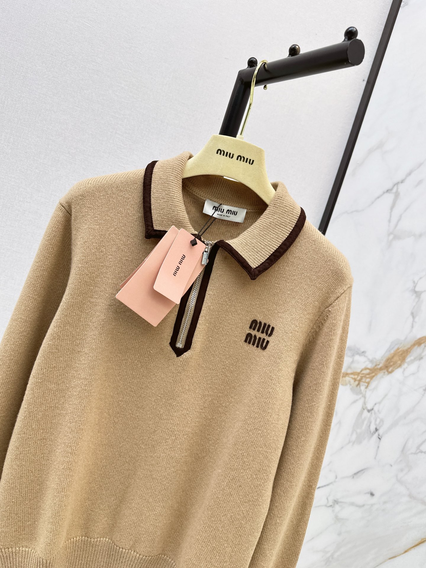 Miu 26fw zip-up knitswear
