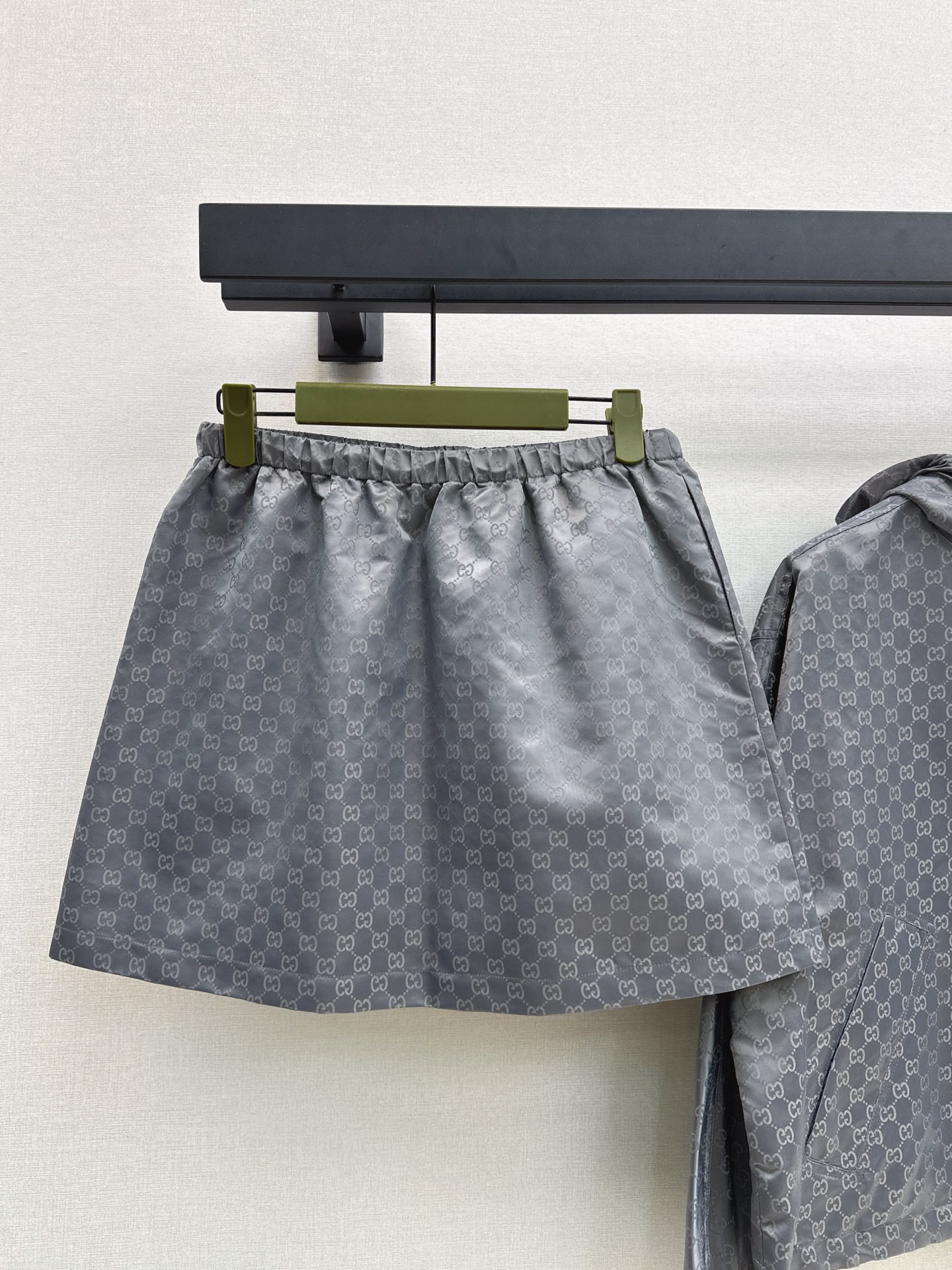 Guc 26fw jacquard hooded jacket skirt sets