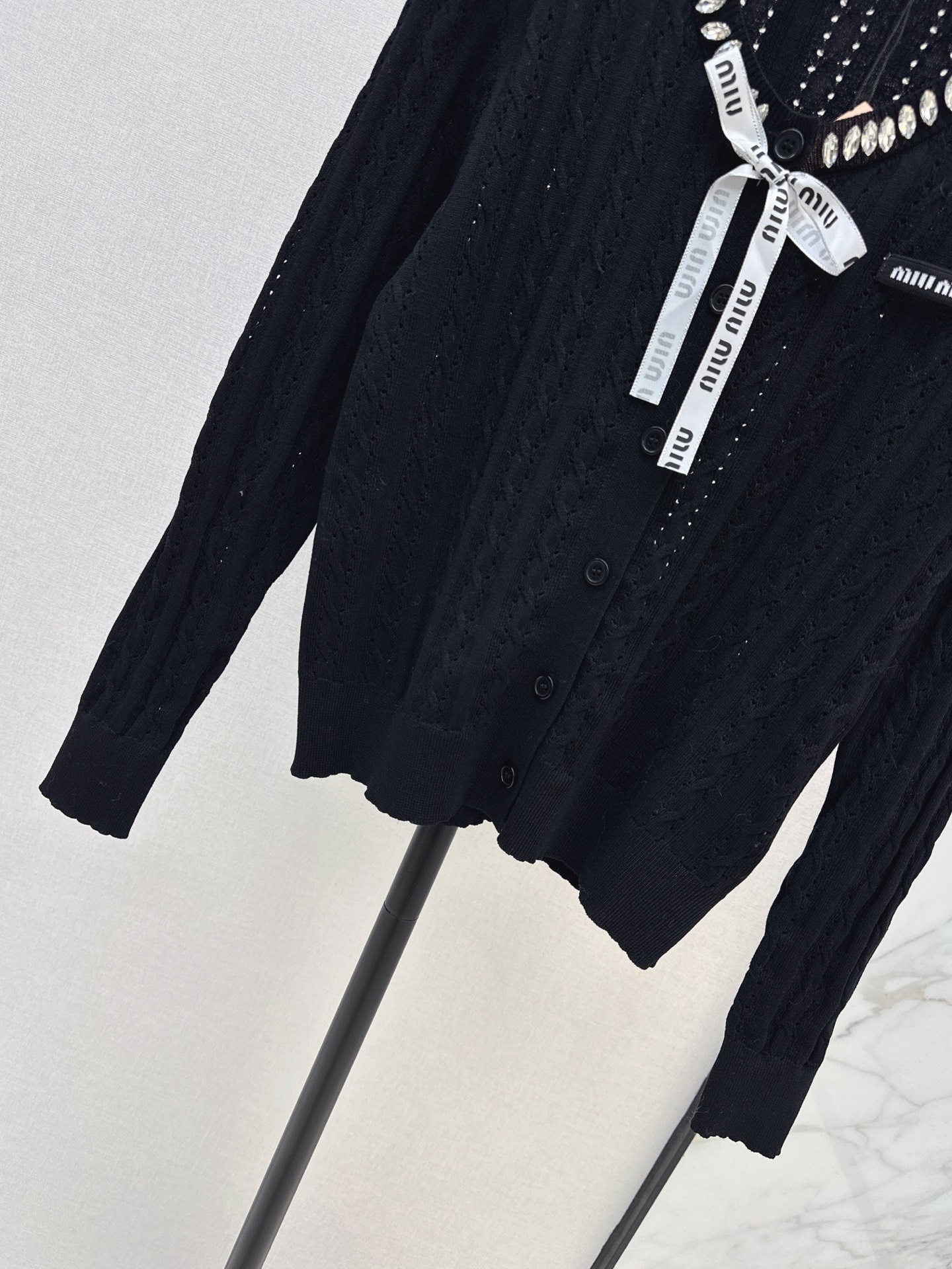 Miu 26fw cable knit cardigan