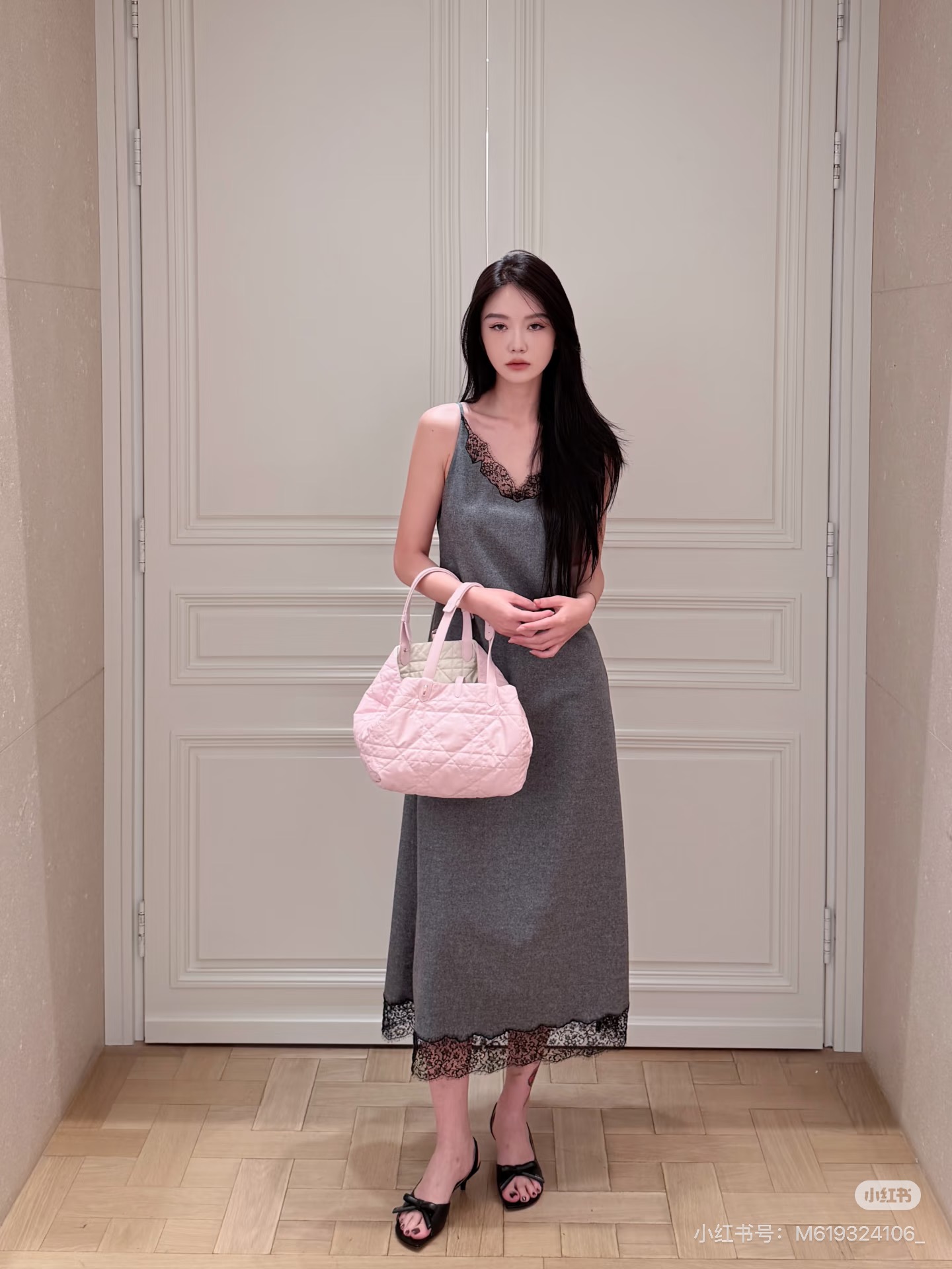 CD 26fw lace trim slip dress