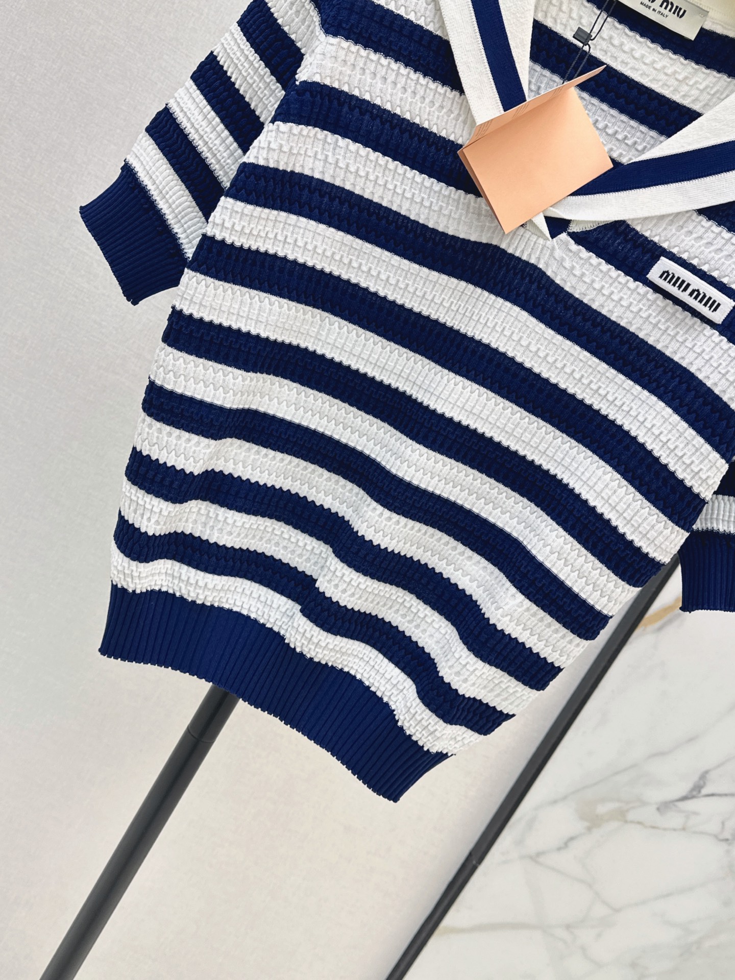 Miu 26ss stripe knit top