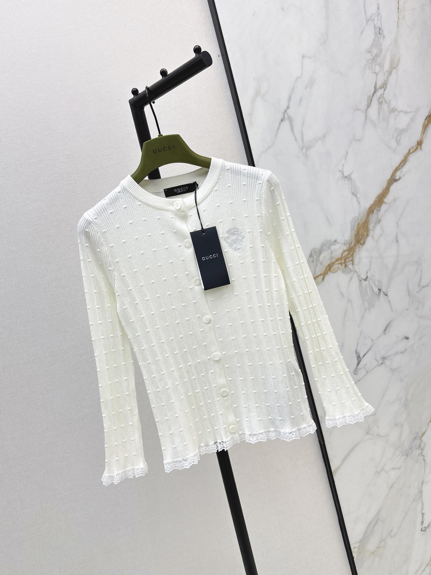 Guc 26fw lace trim knit cardigan