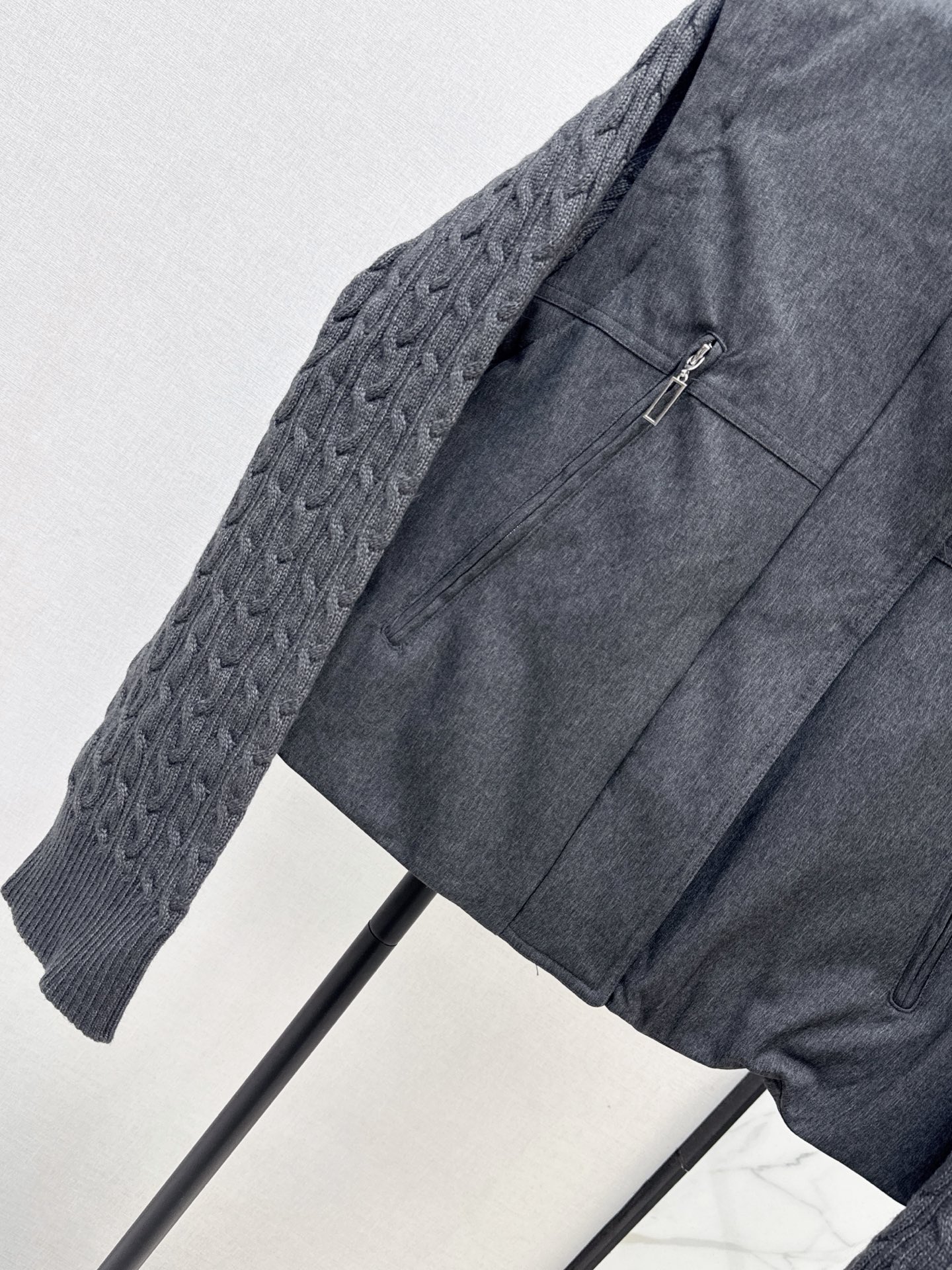 Bott 26fw detachable sleeve knit contract down jacket
