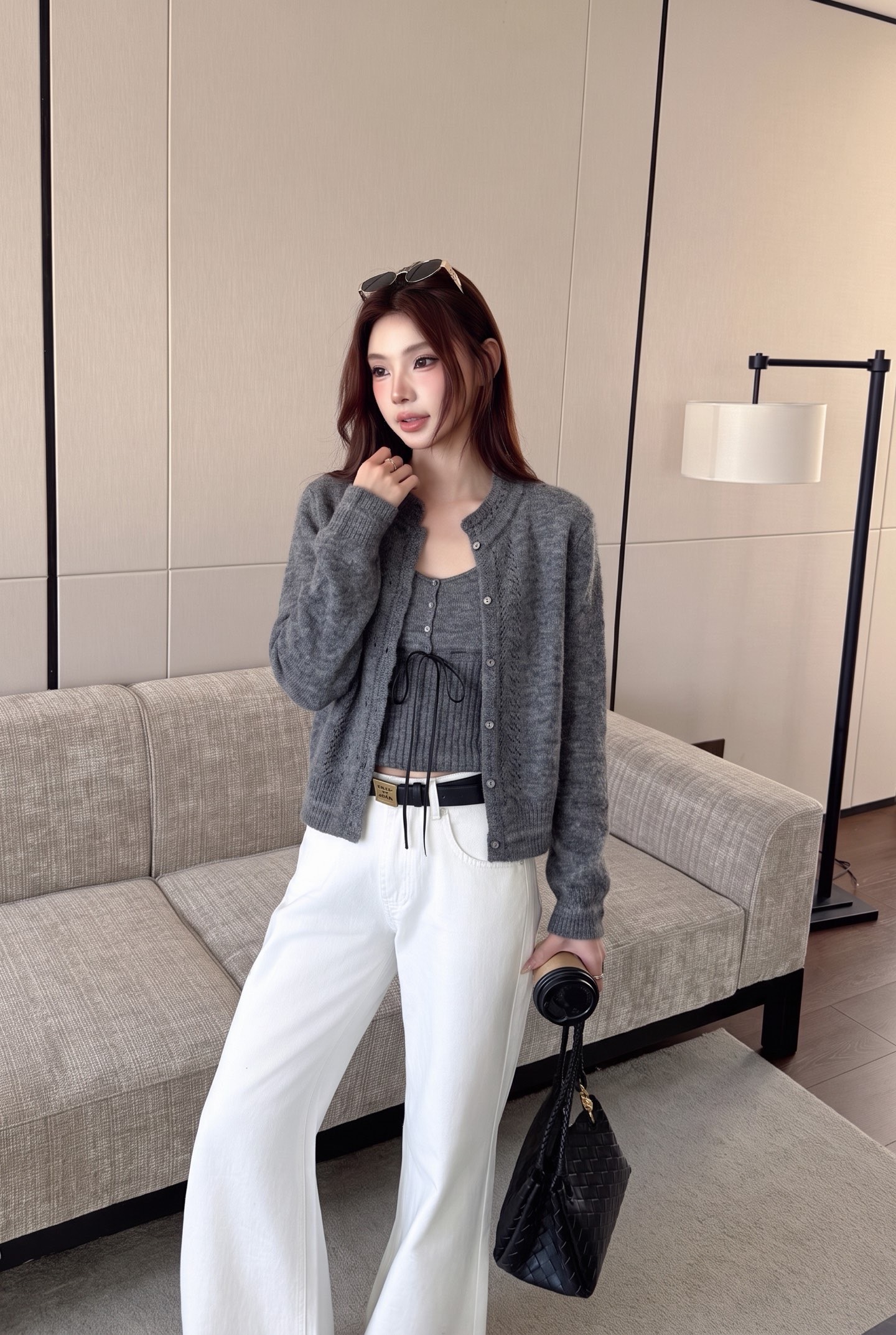 ES 26fw wool knit vest cardigan sets