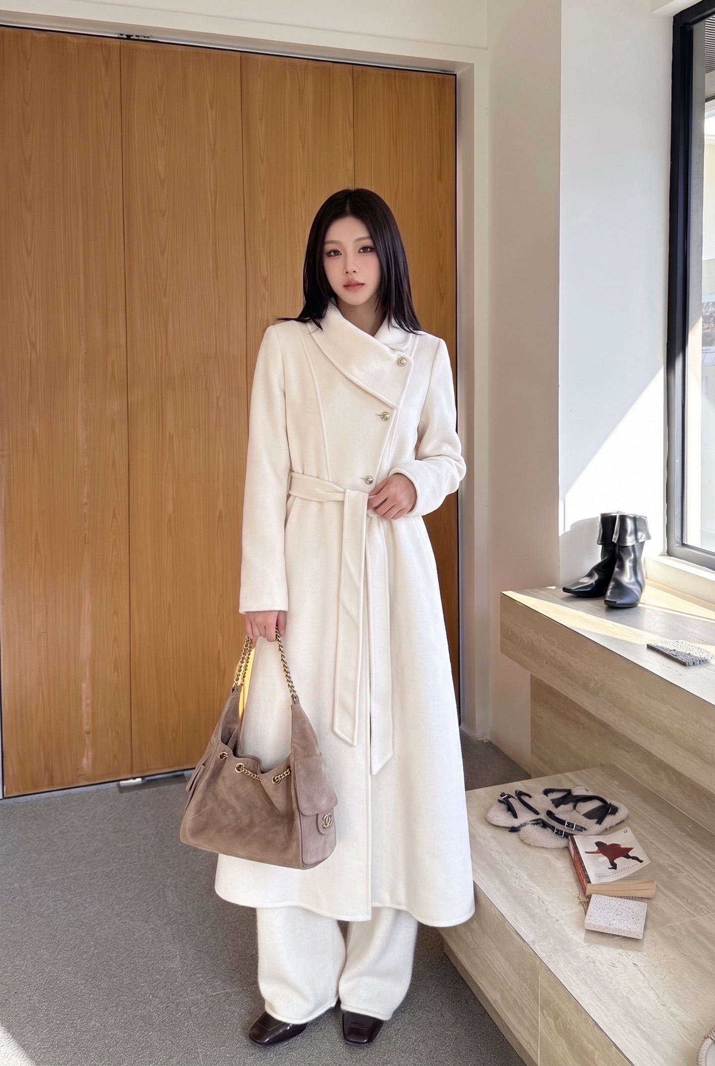 Miu 26fw woolen belted overcoats