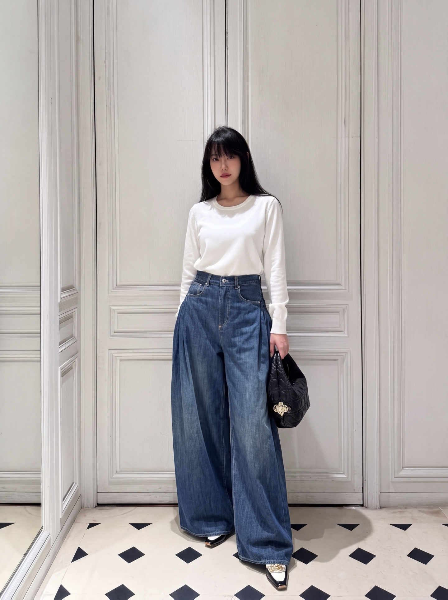 CD 26FW Side-Pleated Wide-Leg Jeans