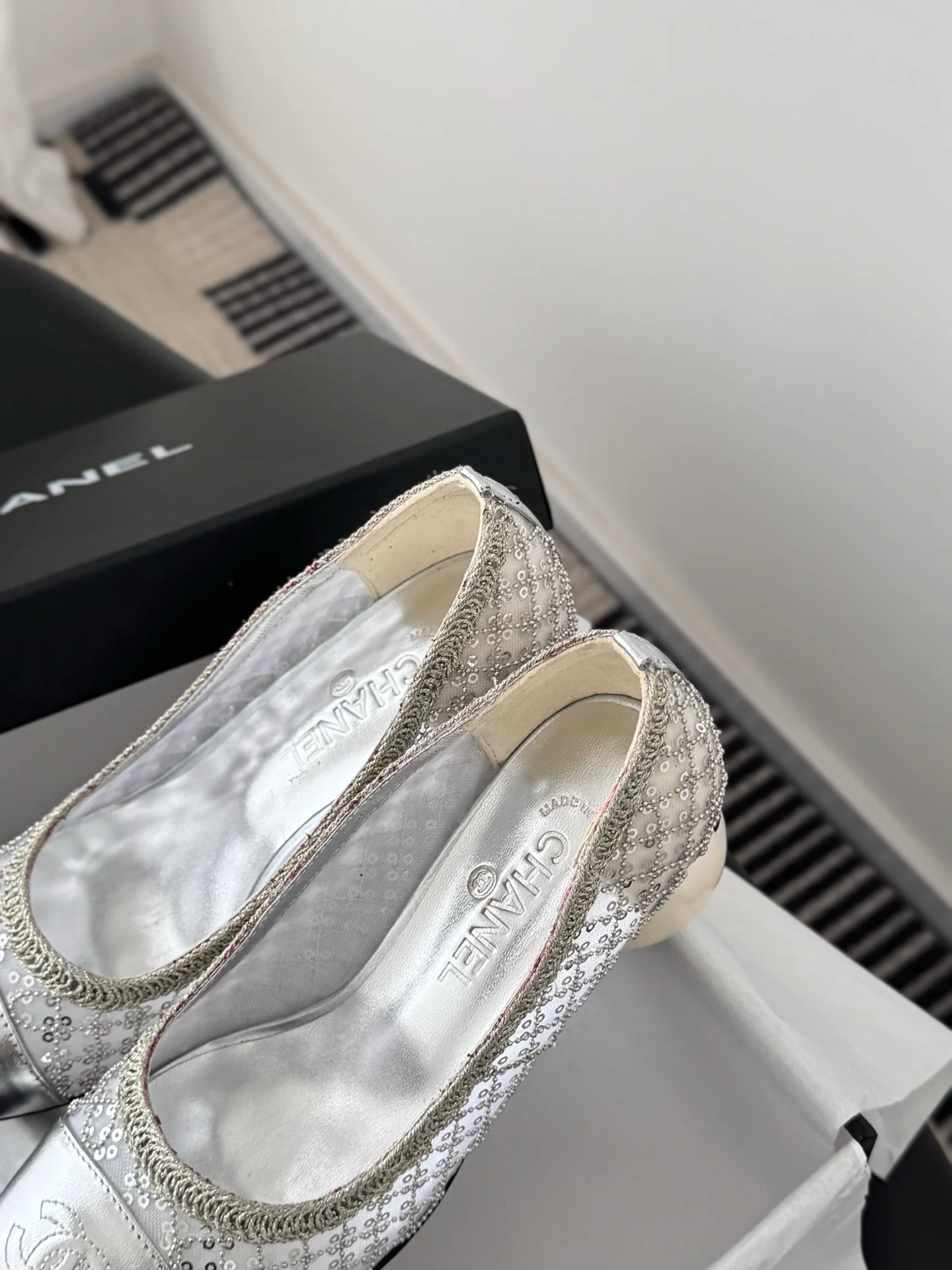 Chan 26ss pearl mary jane chunky heel