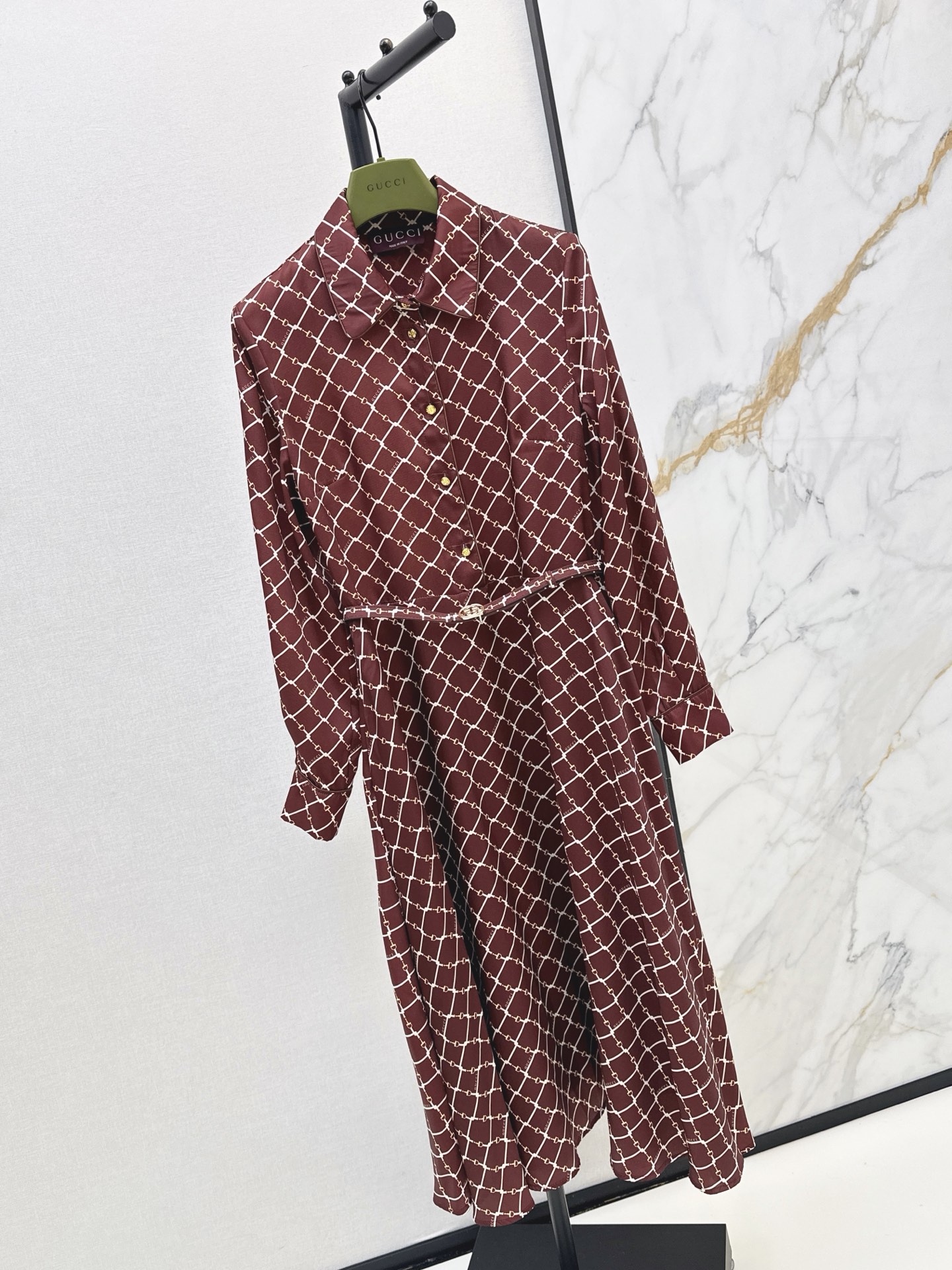 Guc 26fw check print shirt dress