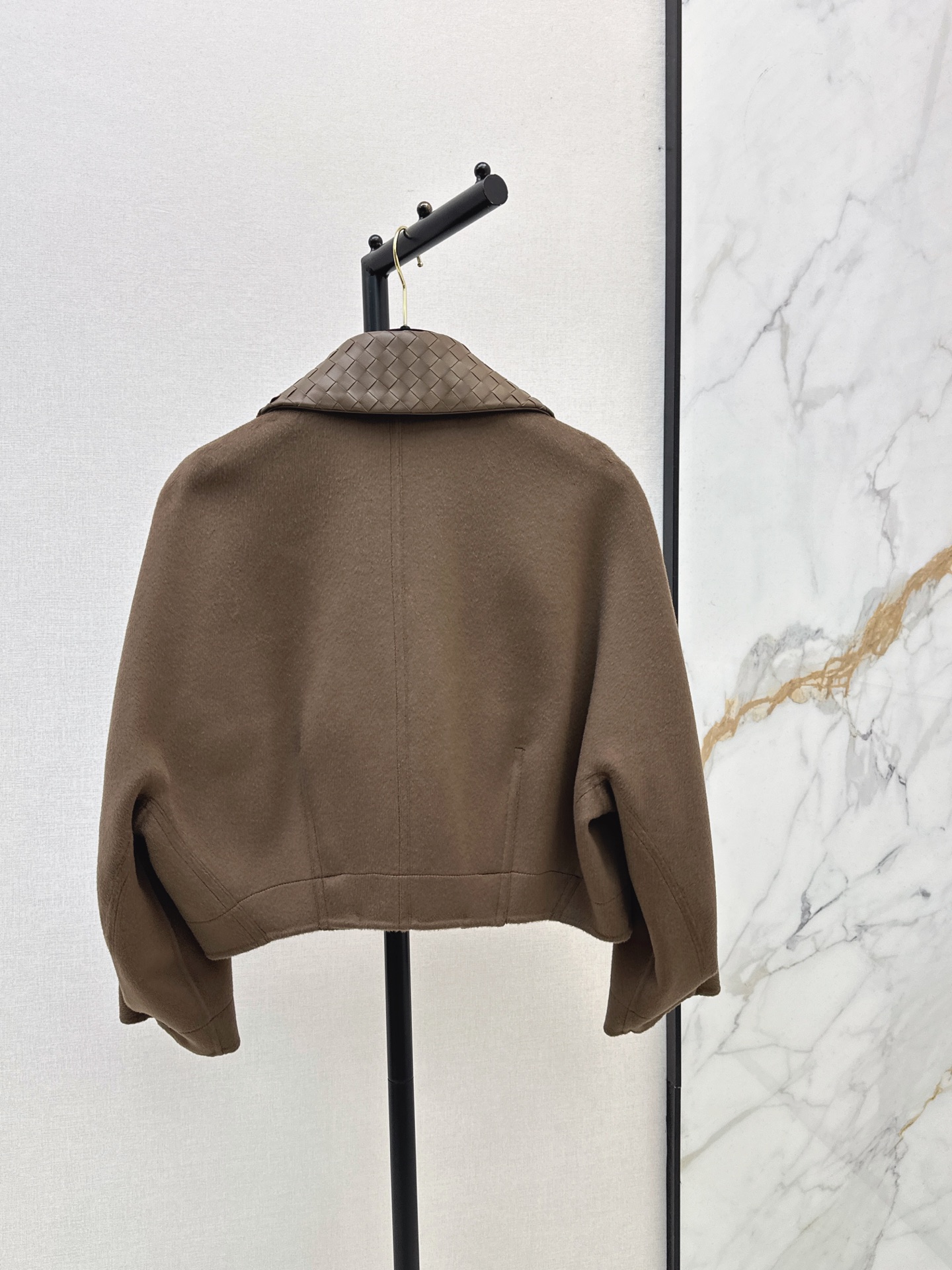 Bott 26fw leather woven neck cropped jacket