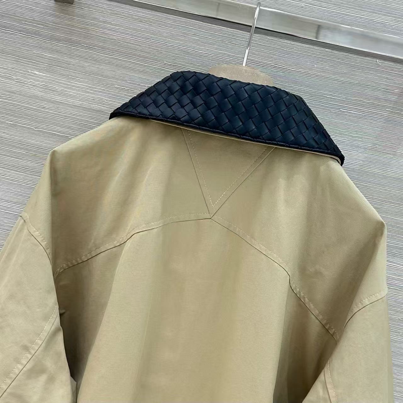 Bott 26fw leather woven collar zipper jacket