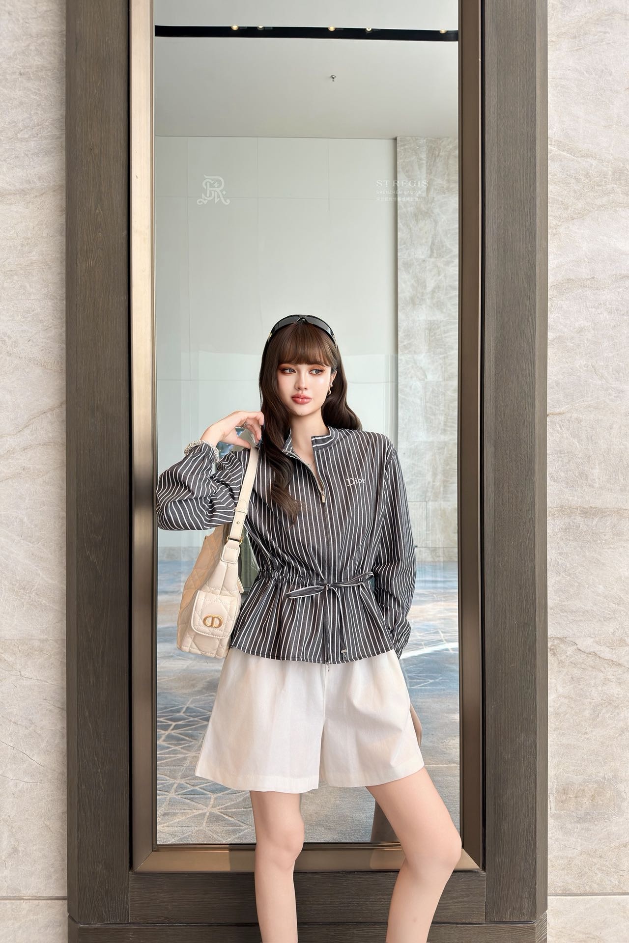 CD 26fw stripe drawstring shirt