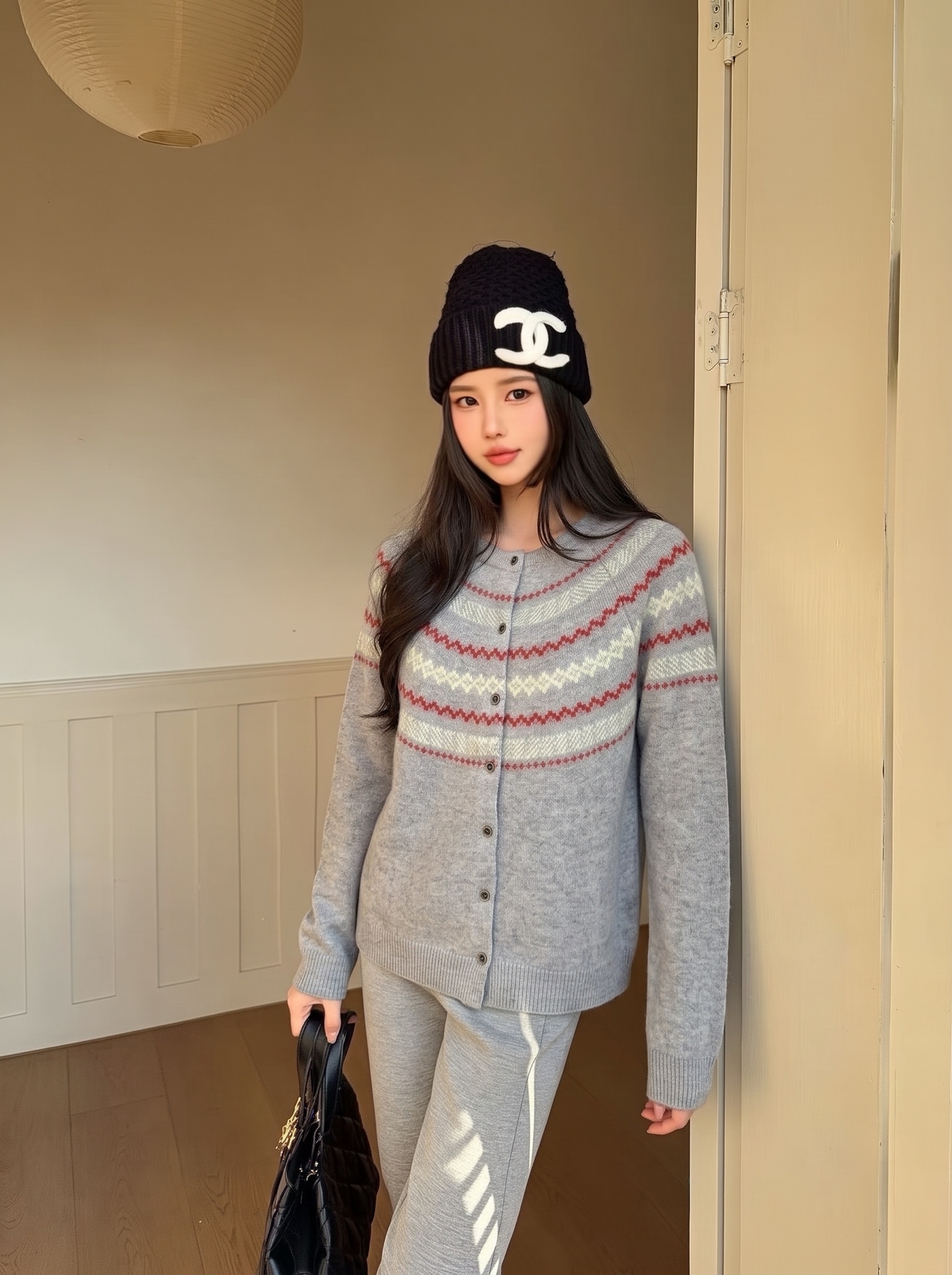 Max 26fw fair isle knit cardigan